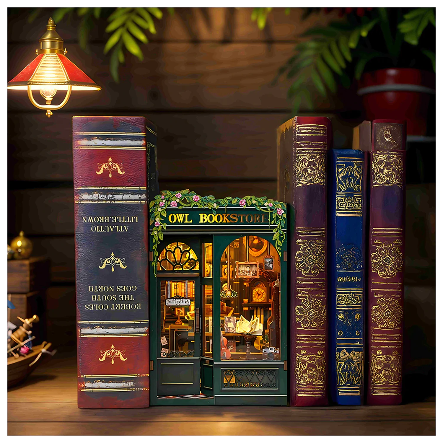 BOOK NOOK KIT Zestaw konstrukcyjny DIY Owl Bookstore 139 sztuk + światło LED zdjęcie produktu