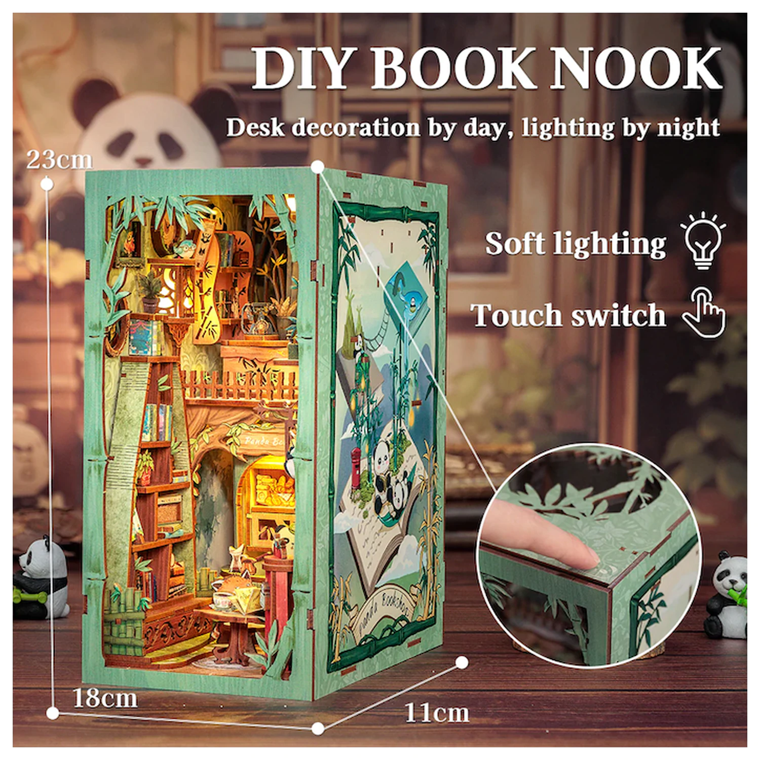 Zestaw BOOK NOOK DIY Panda Bookshop 239 elementów + Światło LED zdjęcie produktu
