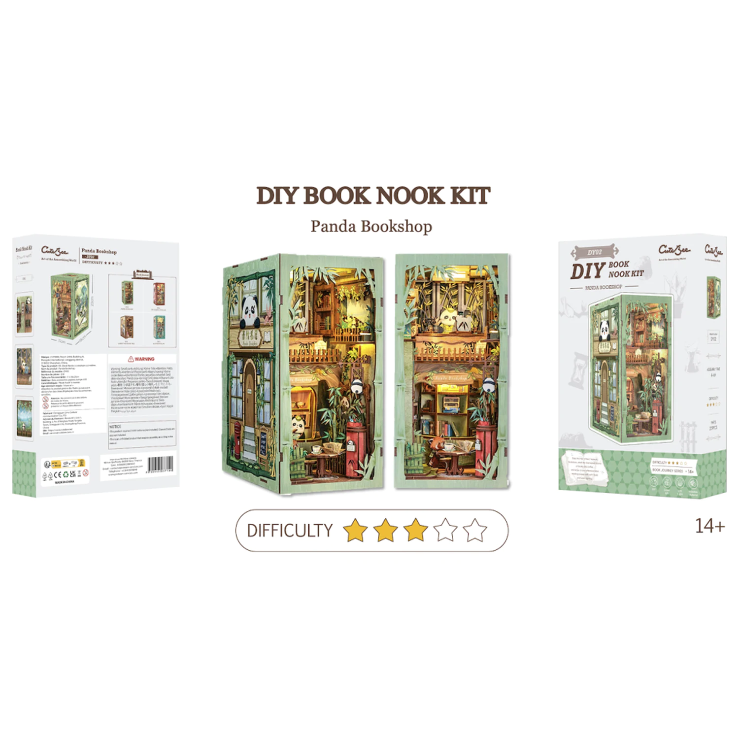 Zestaw BOOK NOOK DIY Panda Bookshop 239 elementów + Światło LED zdjęcie produktu
