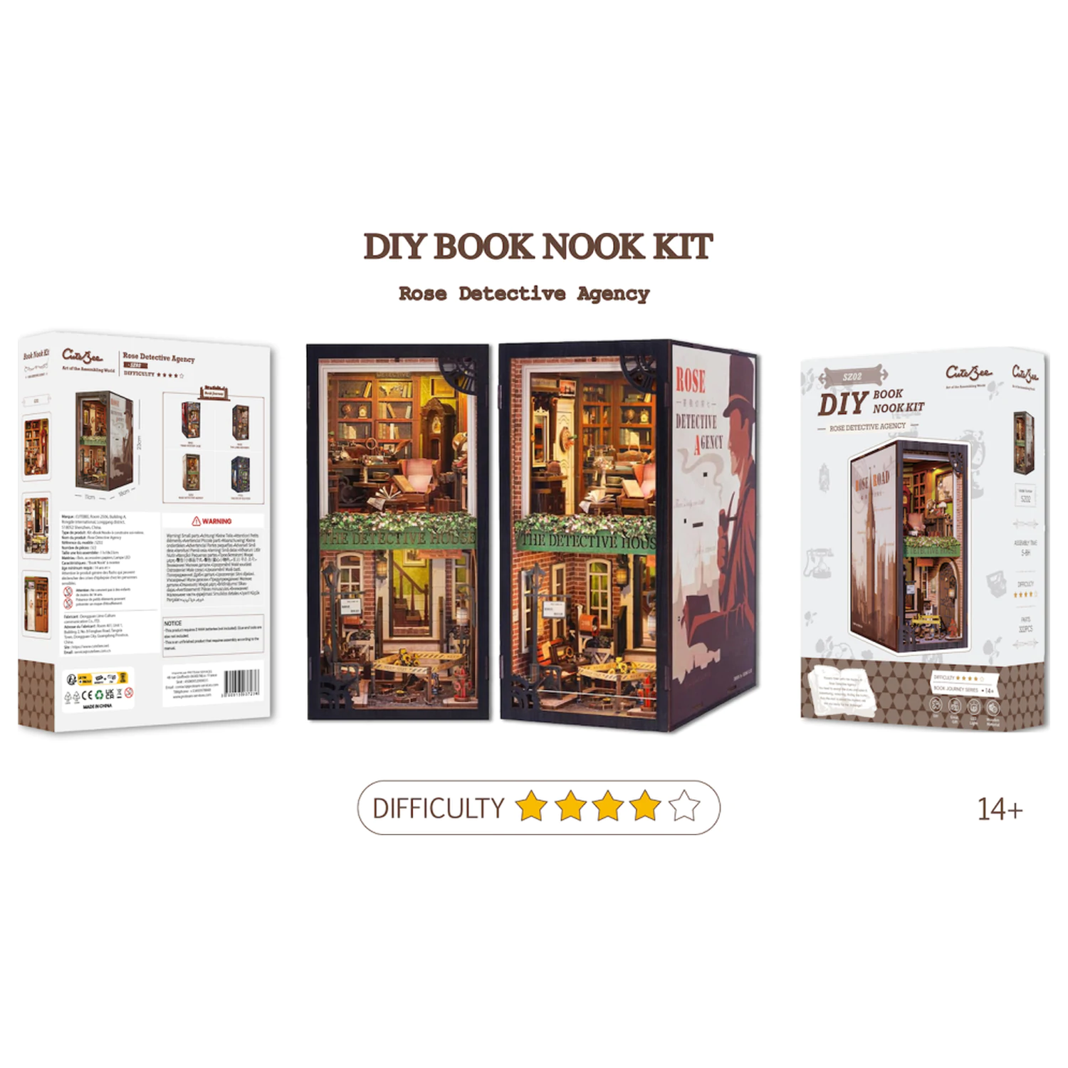 Zestaw do budowania BOOK NOOK KIT DIY Rose Detective Agency 322 elementów + światło LED zdjęcie produktu