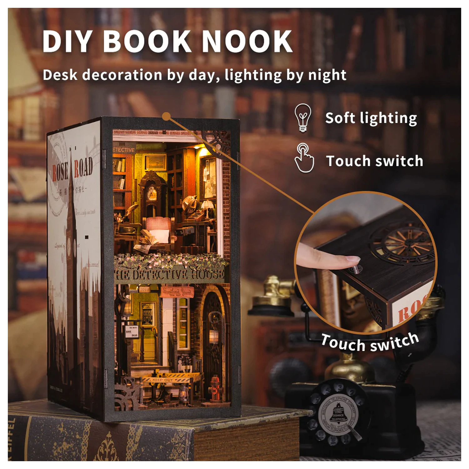 Zestaw do budowania BOOK NOOK KIT DIY Rose Detective Agency 322 elementów + światło LED zdjęcie produktu