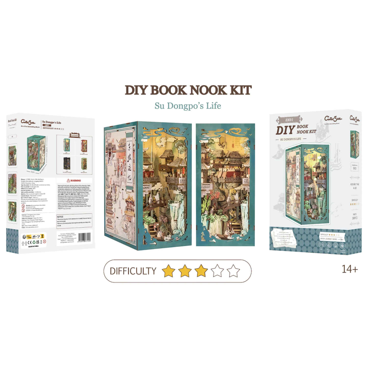 BOOK NOOK KIT DIY Su Dongpo's Life zestaw konstrukcyjny 280 elementów + światło LED zdjęcie produktu