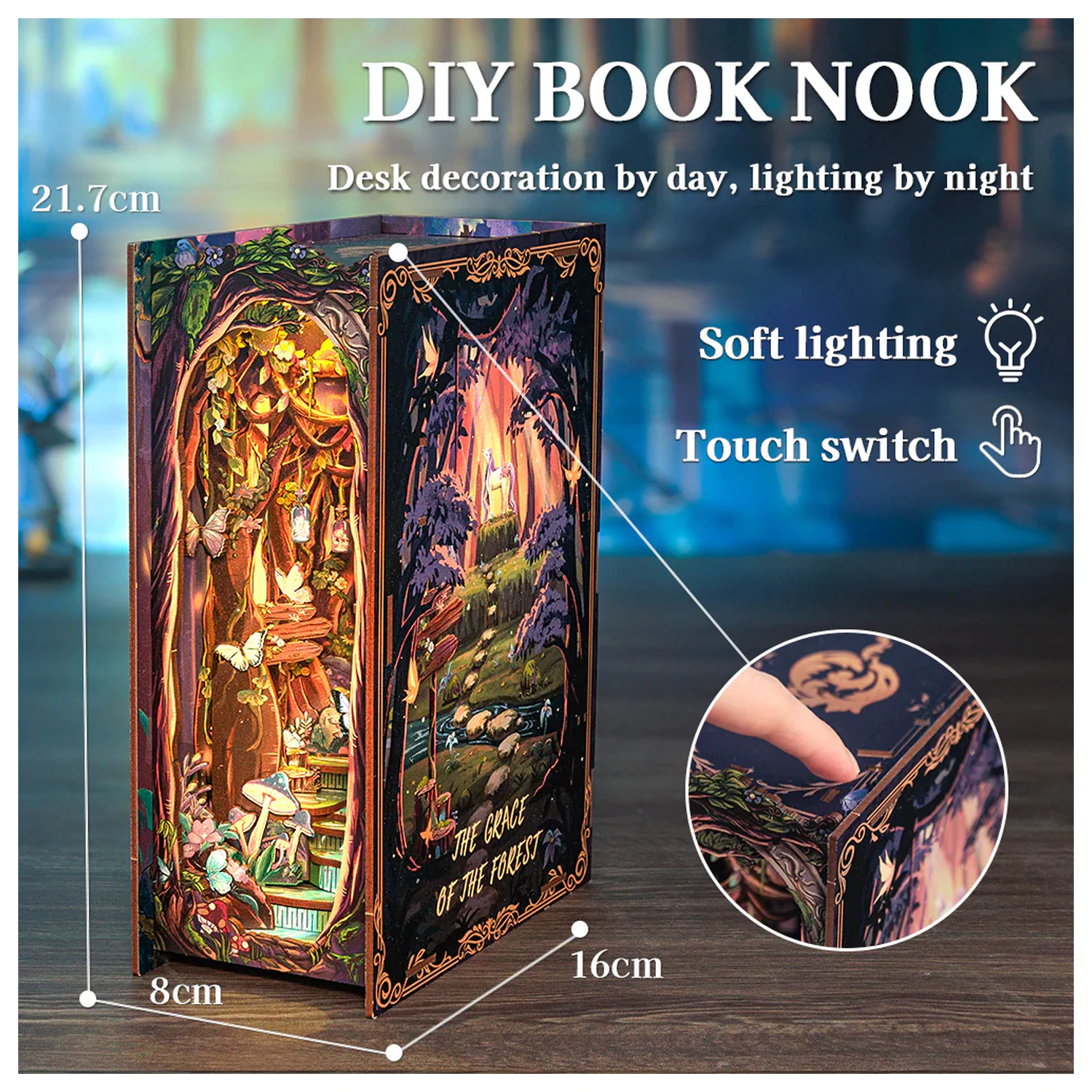 Book Nook Kit DIY Grace of the Forest 89 elementów + Lampka LED zdjęcie produktu