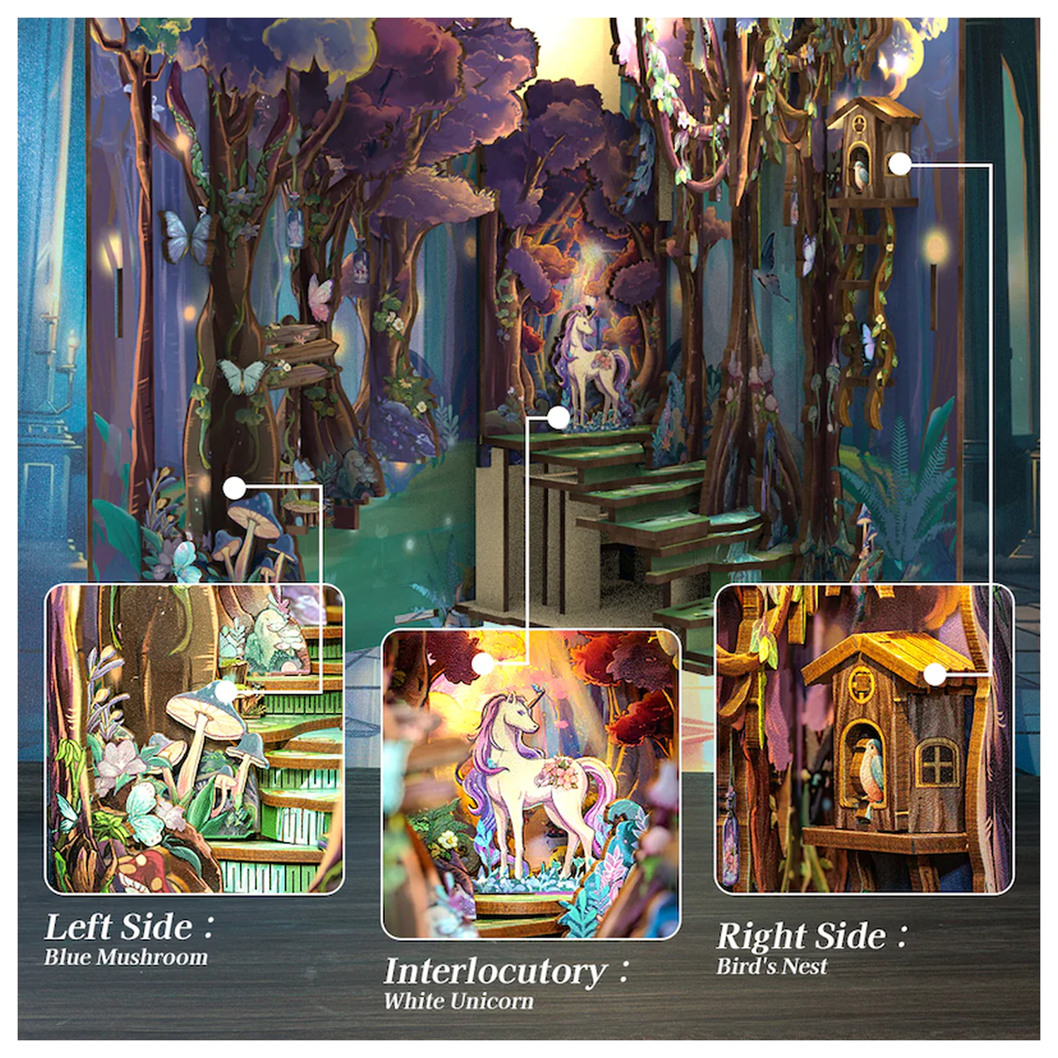 Book Nook Kit DIY Grace of the Forest 89 elementów + Lampka LED zdjęcie produktu