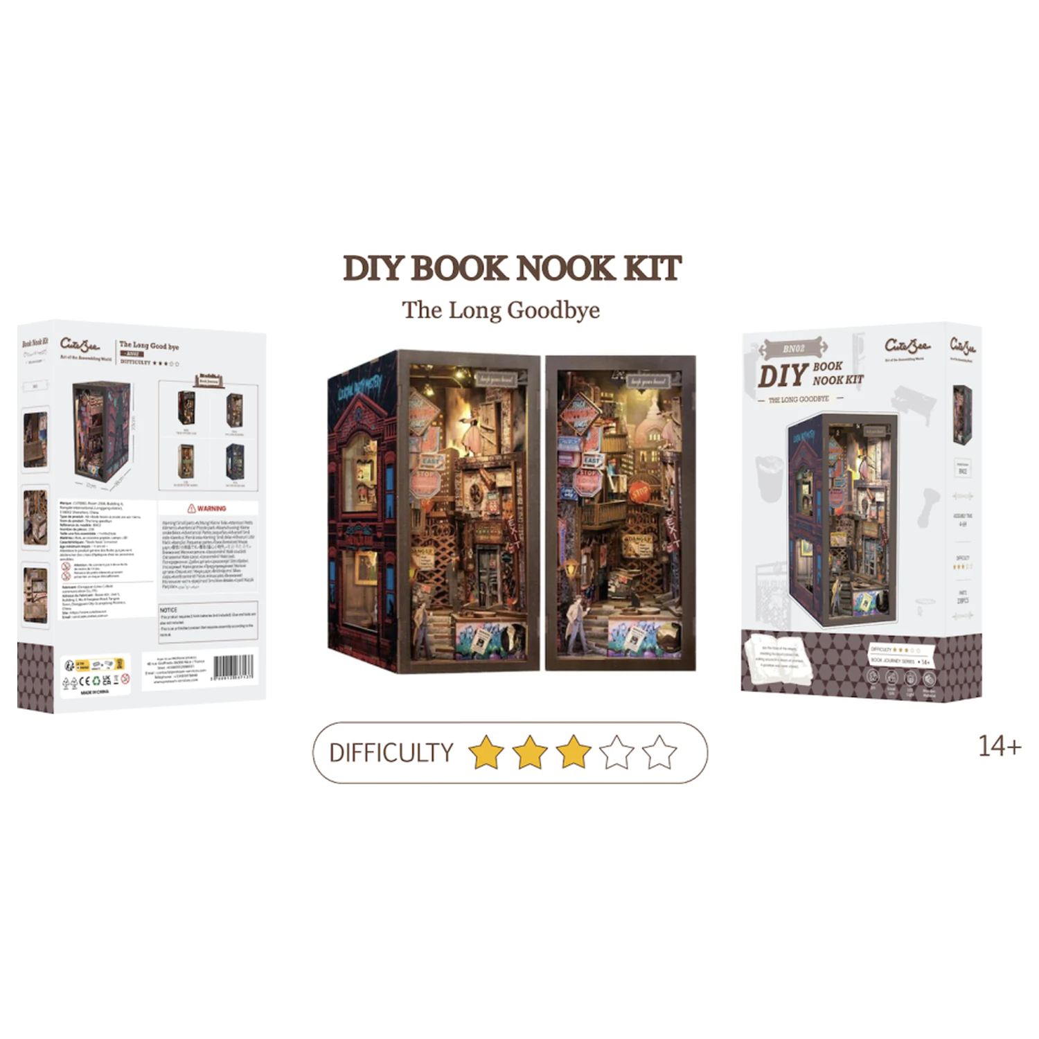 Zestaw do budowy BOOK NOOK KIT DIY The Long Goodbye 238-częściowy + światło LED zdjęcie produktu