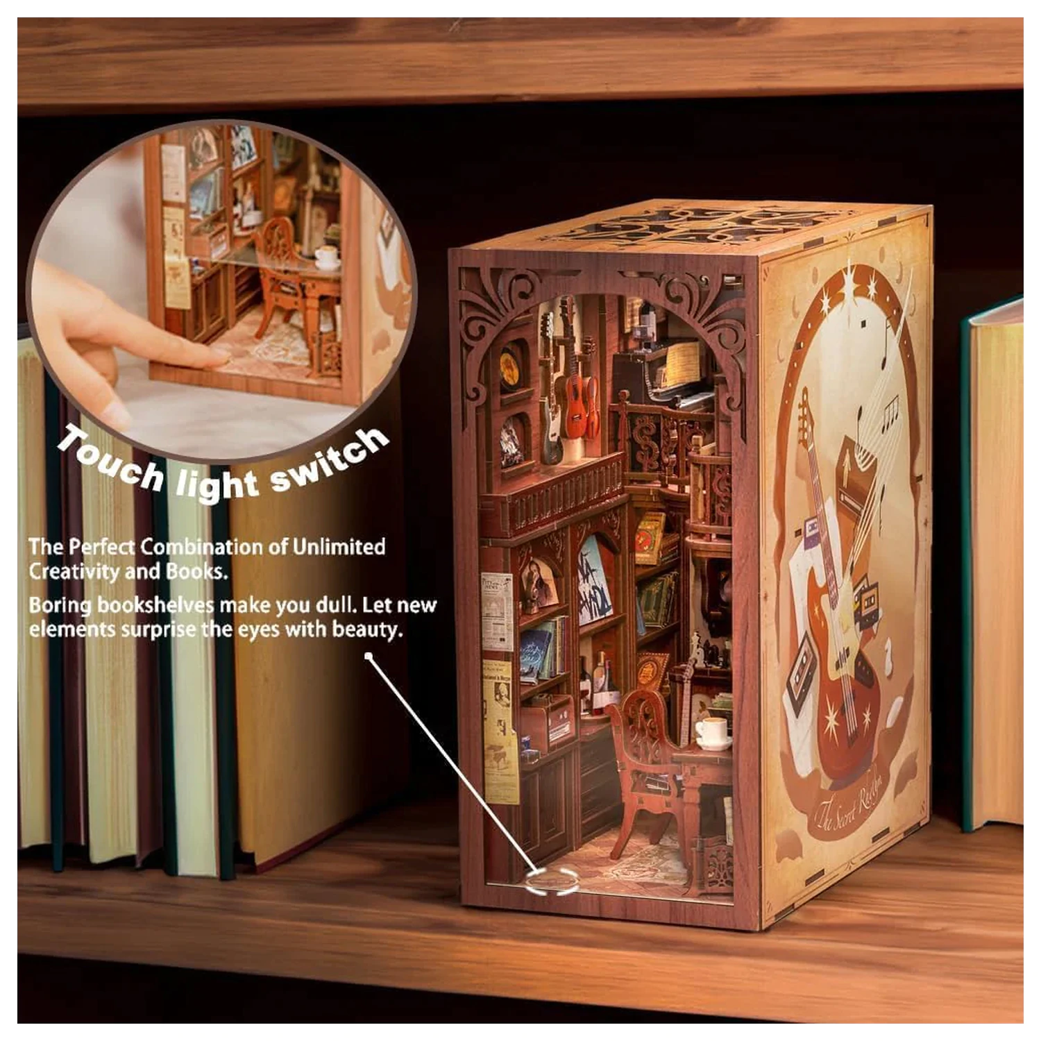 Zestaw DIY BOOK NOOK KIT The Secret Rhythm 355 elementów + światło LED zdjęcie produktu