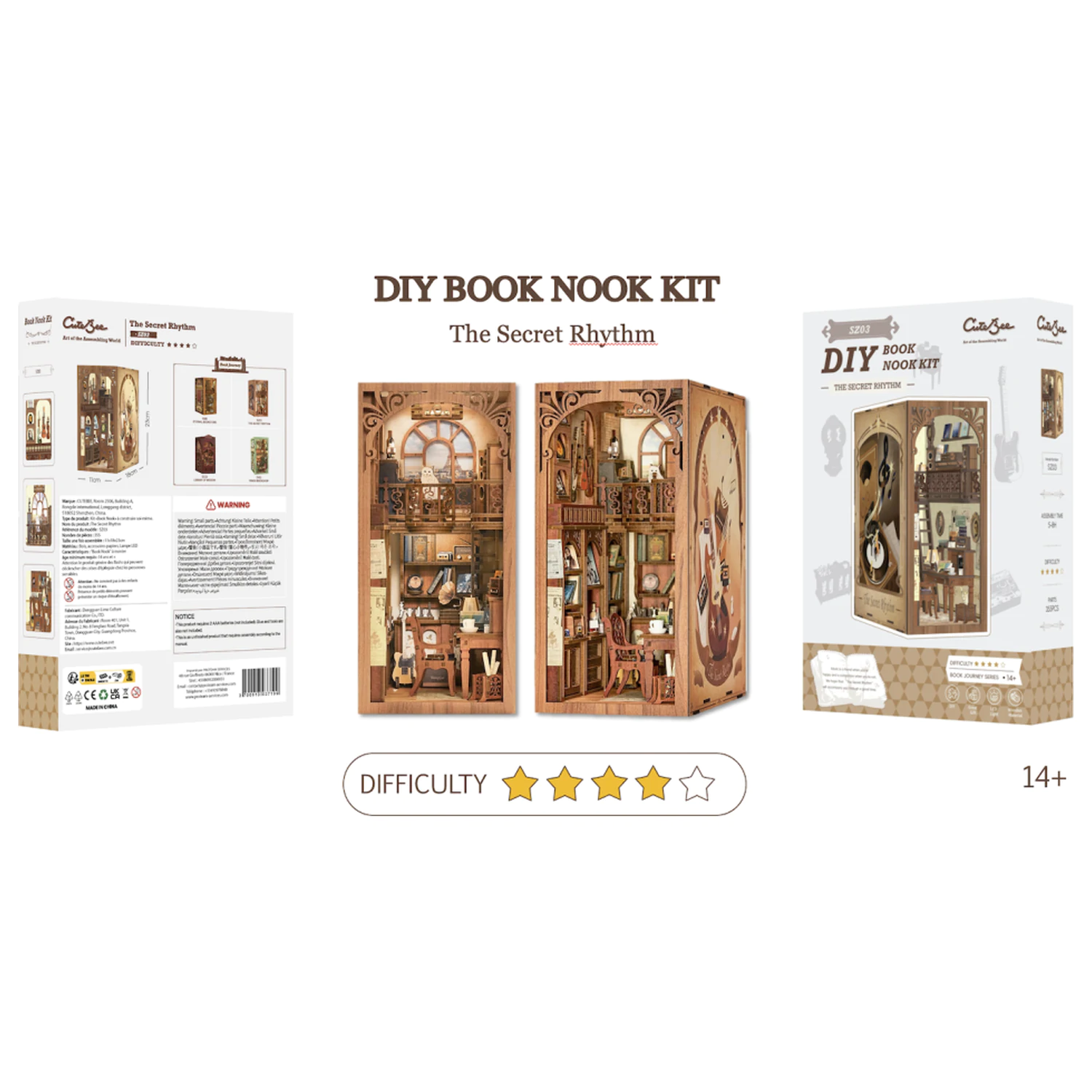 Zestaw DIY BOOK NOOK KIT The Secret Rhythm 355 elementów + światło LED zdjęcie produktu