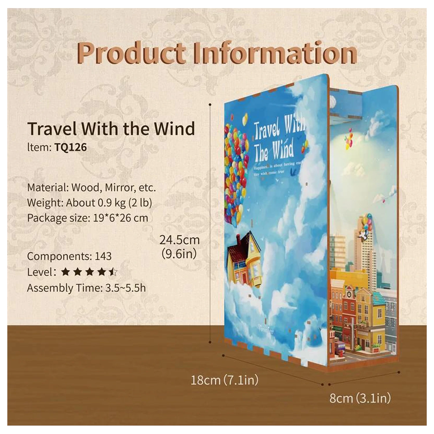 Zestaw BOOK NOOK DIY - Travel with the Wind 143 części + Światło LED zdjęcie produktu