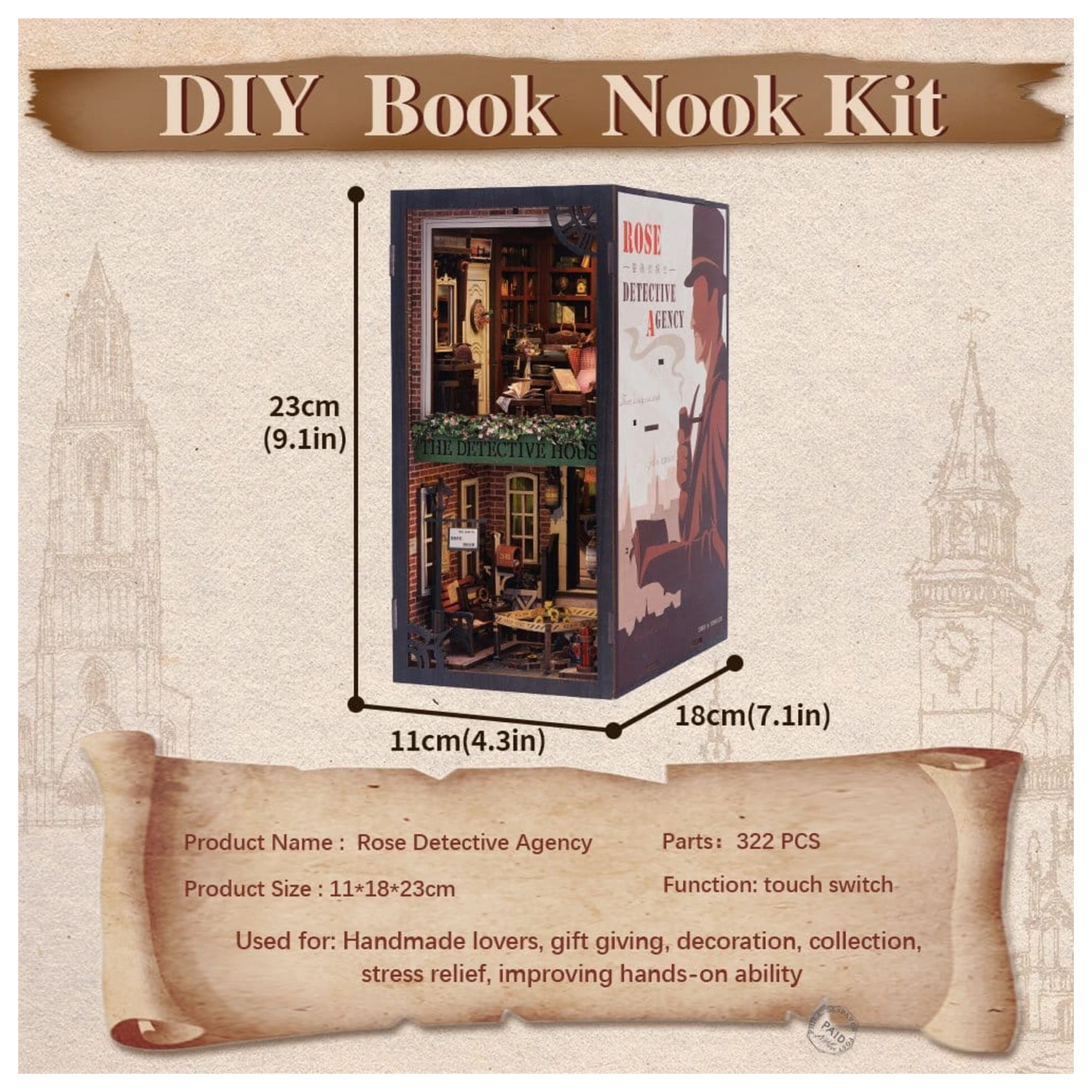 Book Nook Rose Detective Agency 23 x 11 cm zdjęcie produktu