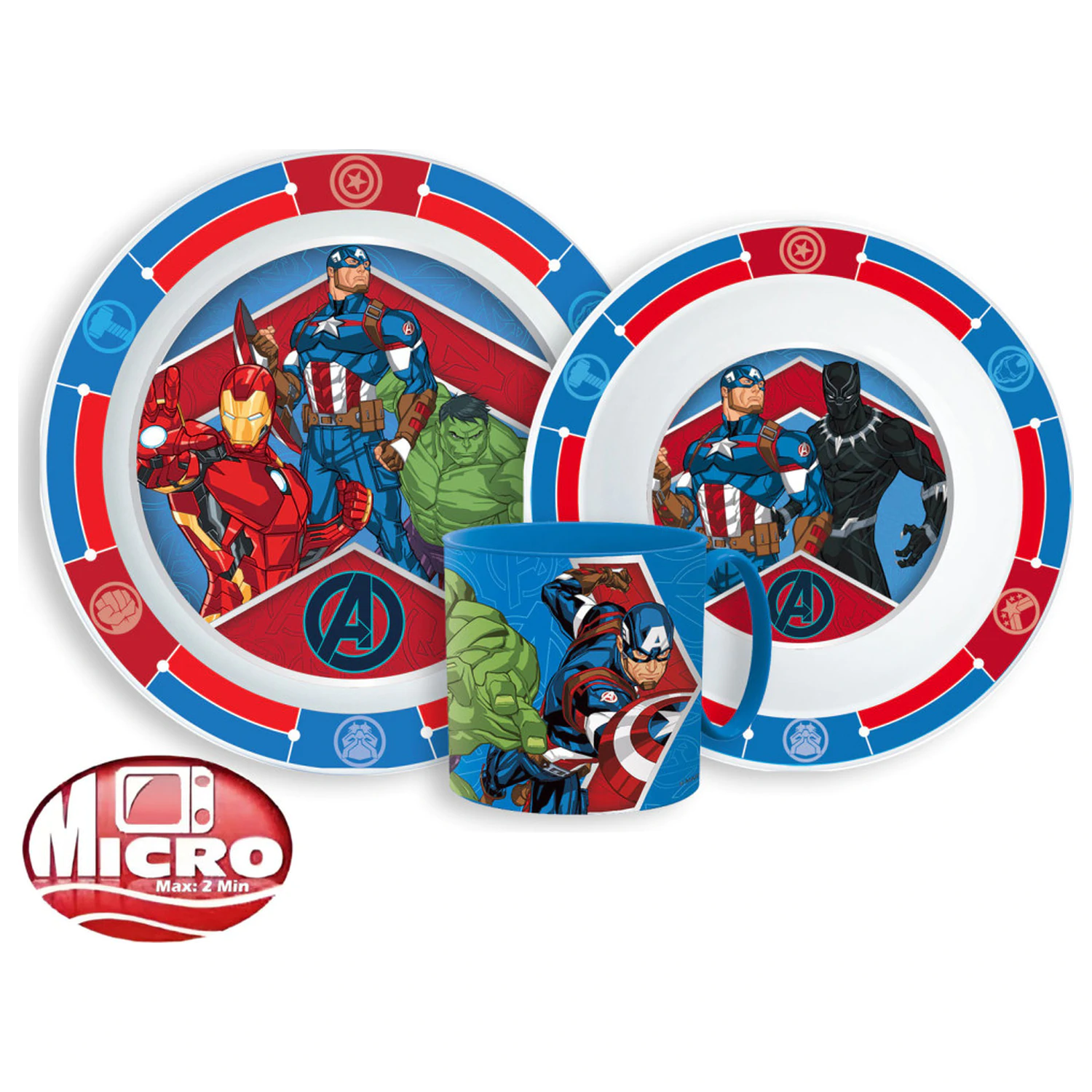 Zestaw naczyń stołowych Avengers Army, mikro plastikowy zestaw z kubkiem zdjęcie produktu