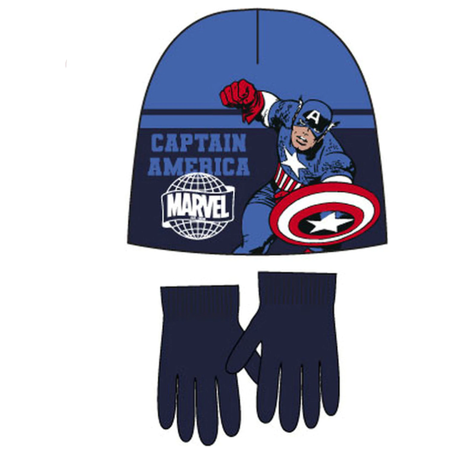 Zestaw Avengers Captain America niebieska czapka dla dzieci + rękawiczki 52 cm zdjęcie produktu