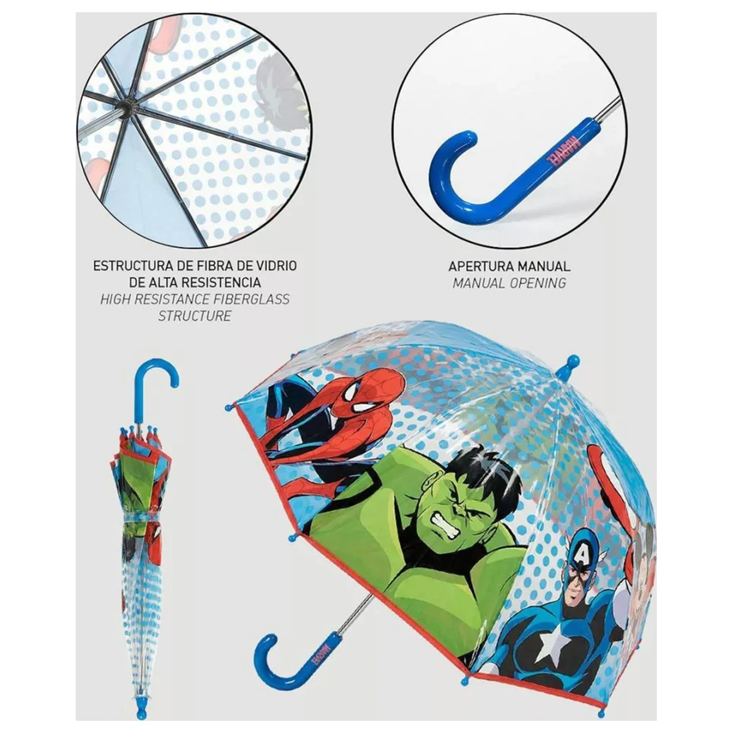 Avengers Dots Dziecięca Transparentna Parasolka zdjęcie produktu