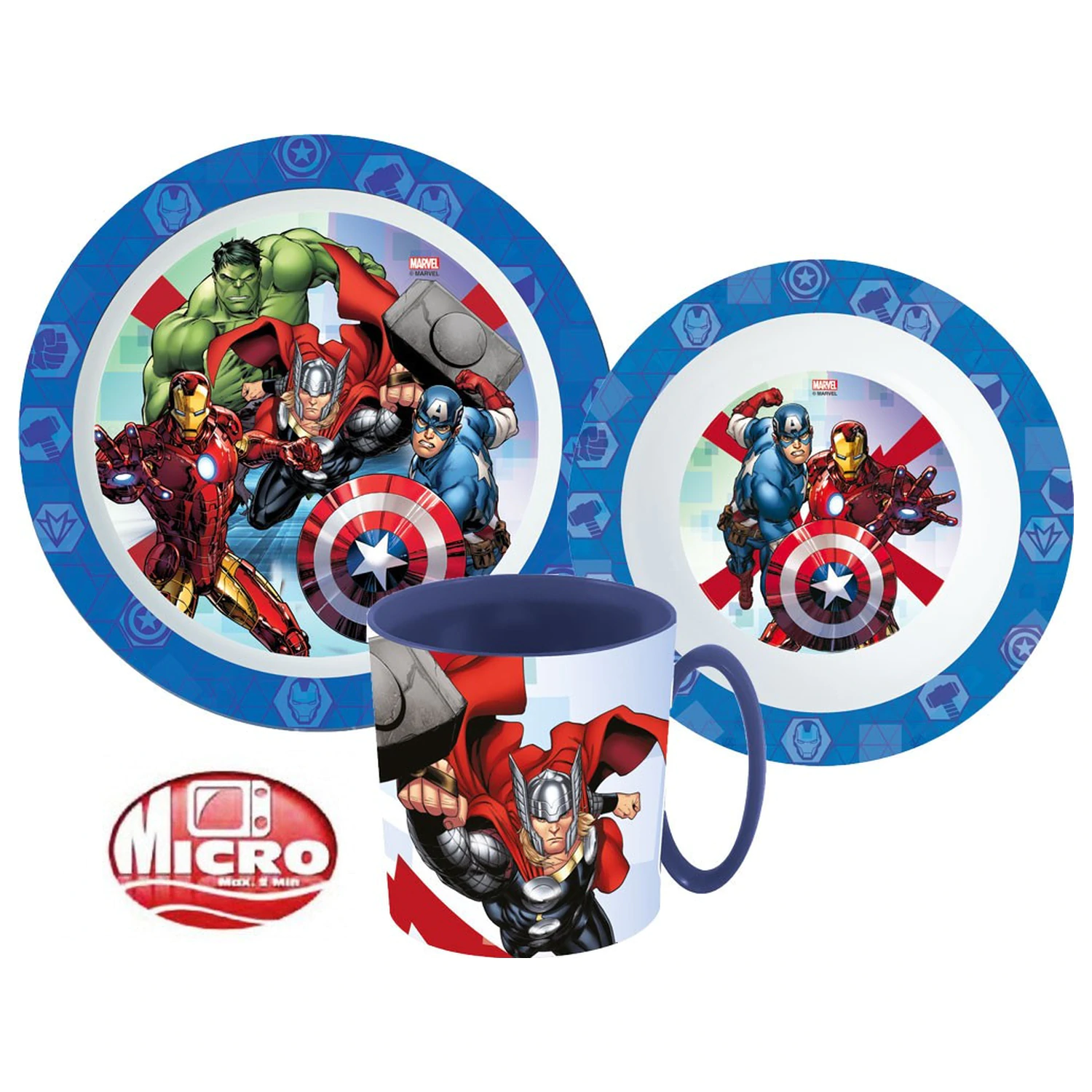 Zestaw naczyń Avengers Rolling Thunder Dinnerware Set, Micro Plastic Set z kubkiem 350 ml zdjęcie produktu