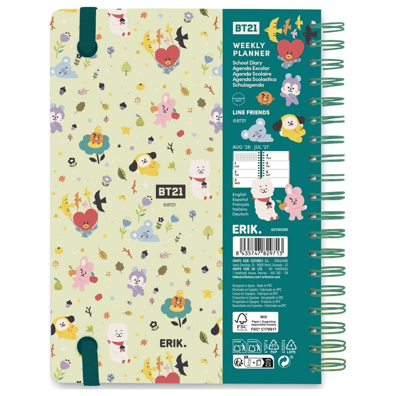 BT21 School Diary planner tygodniowy 2026/2027 A5 zdjęcie produktu