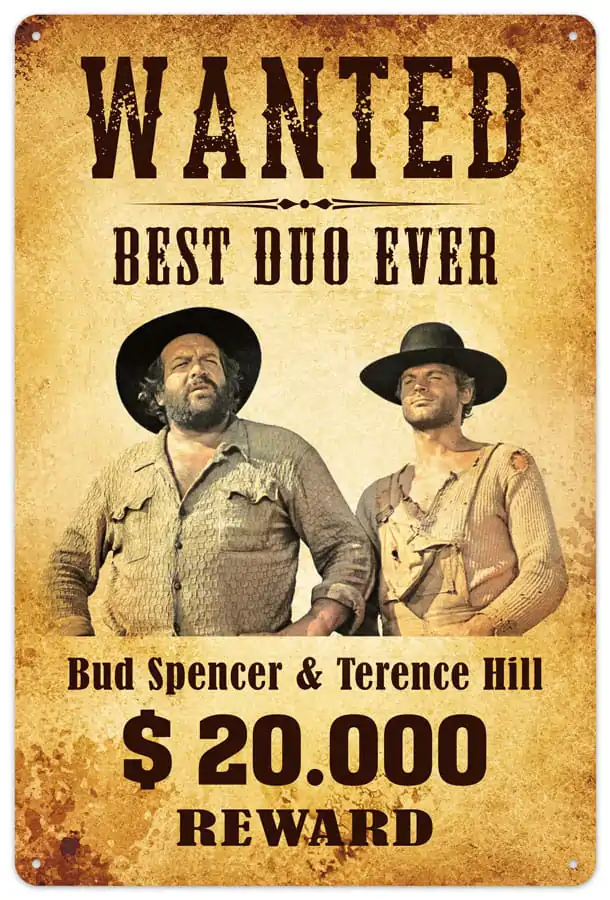 Bud Spencer & Terence Hill Tablica Metalowa Wanted 20 x 30 cm zdjęcie produktu