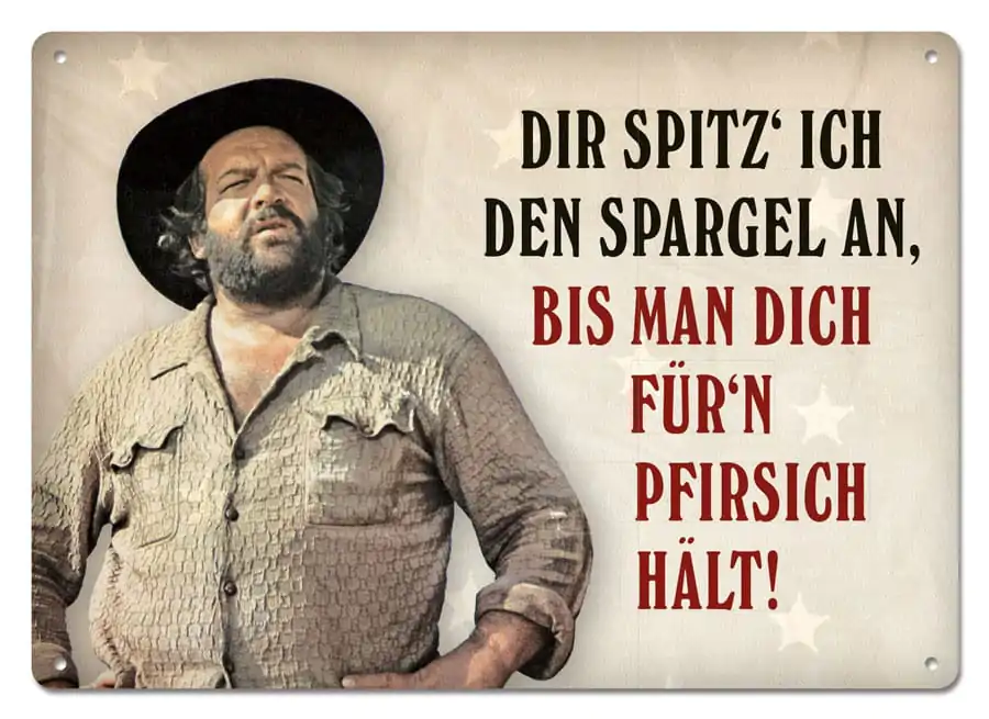 Bud Spencer Metalowy Znak Dir spitz' ich den Spargel an,... 10 x 15 cm zdjęcie produktu