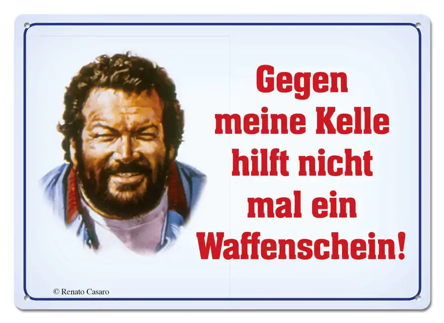 Bud Spencer Tabliczka z Blachy Gegen meine Kelle hilft nicht mal... 10 x 15 cm zdjęcie produktu