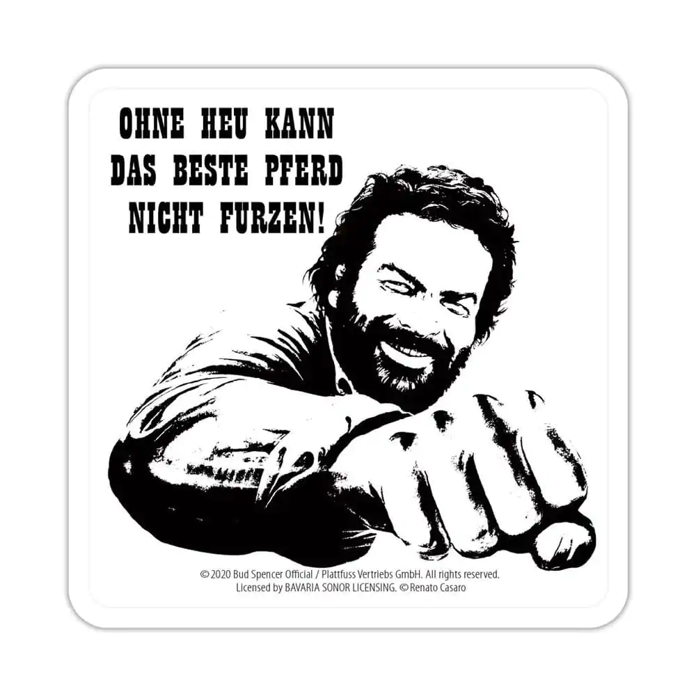 Podkładki pod napoje blaszane Bud Spencer Tin coasters Faust Pferd 10 x 10 cm zdjęcie produktu