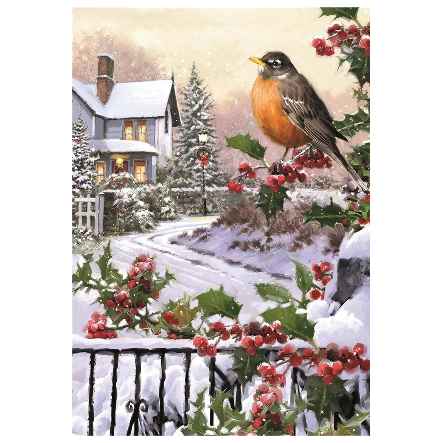 Christmas Collection Robin And Holly Bushes puzzle 1000 szt. zdjęcie produktu