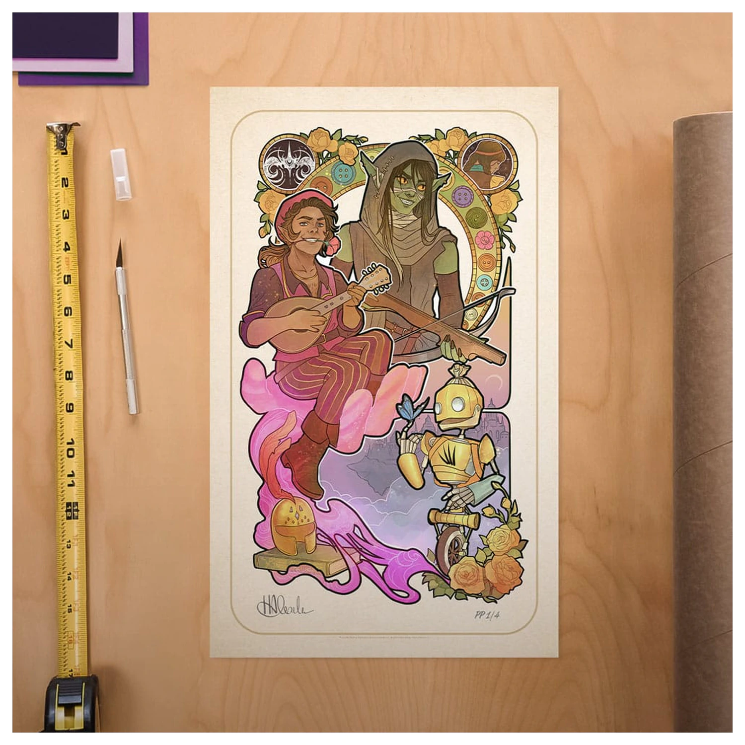 Critical Role Art Print Sam Riegel: 10th Anniversary Art Nouveau Illustrations 46 x 28 cm - bez ramki zdjęcie produktu