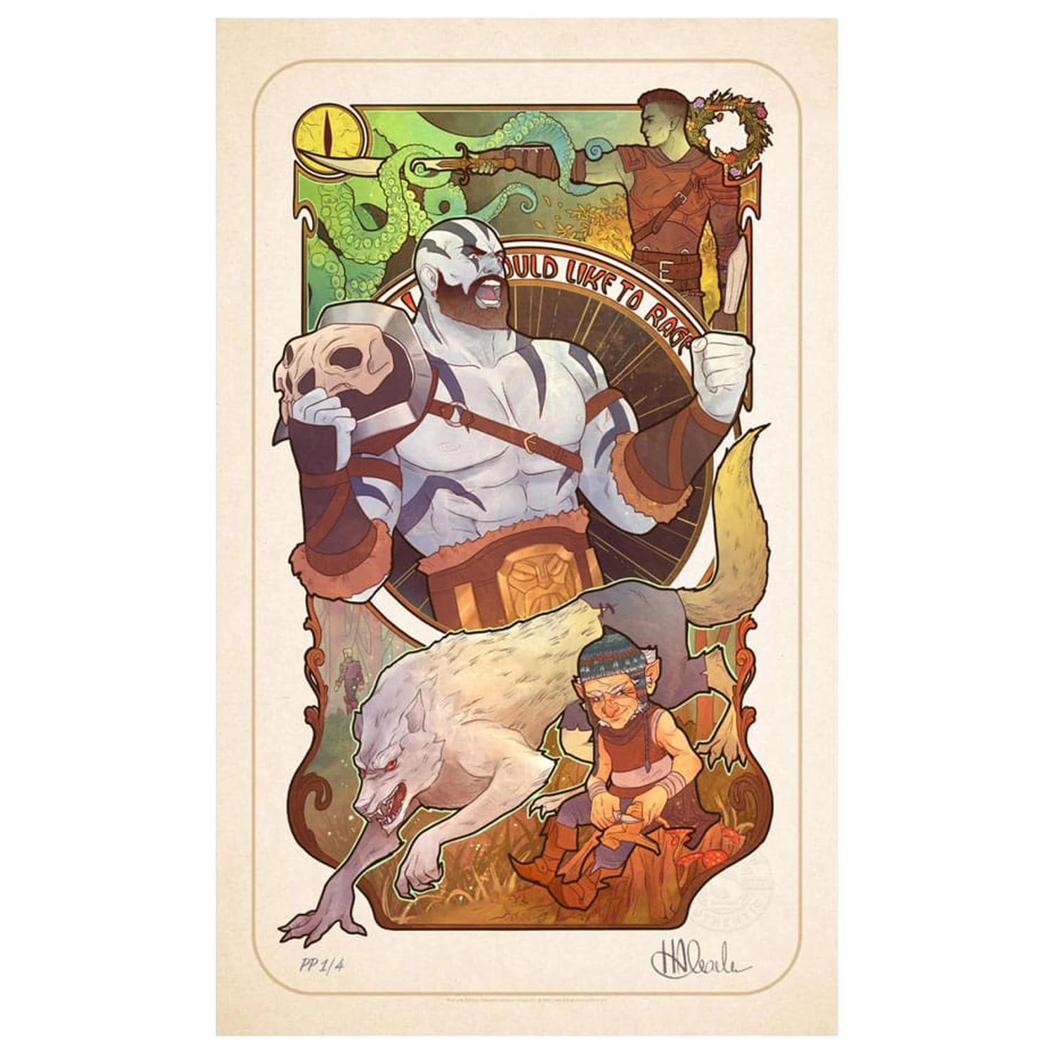 Critical Role Art Print Travis Willingham: Ilustracje w stylu Art Nouveau z okazji 10. Rocznicy 46 x 28 cm - bez ramki zdjęcie produktu