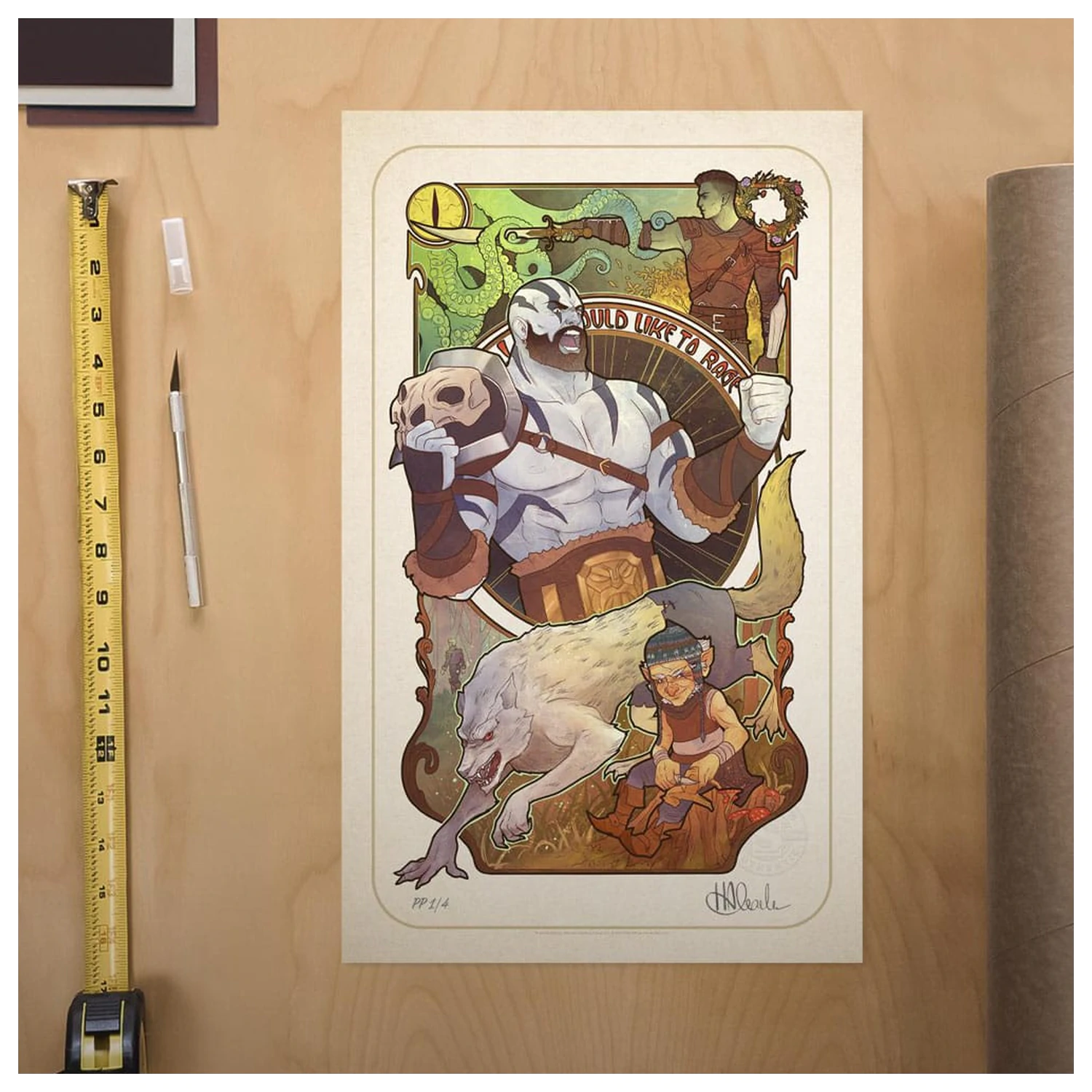 Critical Role Art Print Travis Willingham: Ilustracje w stylu Art Nouveau z okazji 10. Rocznicy 46 x 28 cm - bez ramki zdjęcie produktu