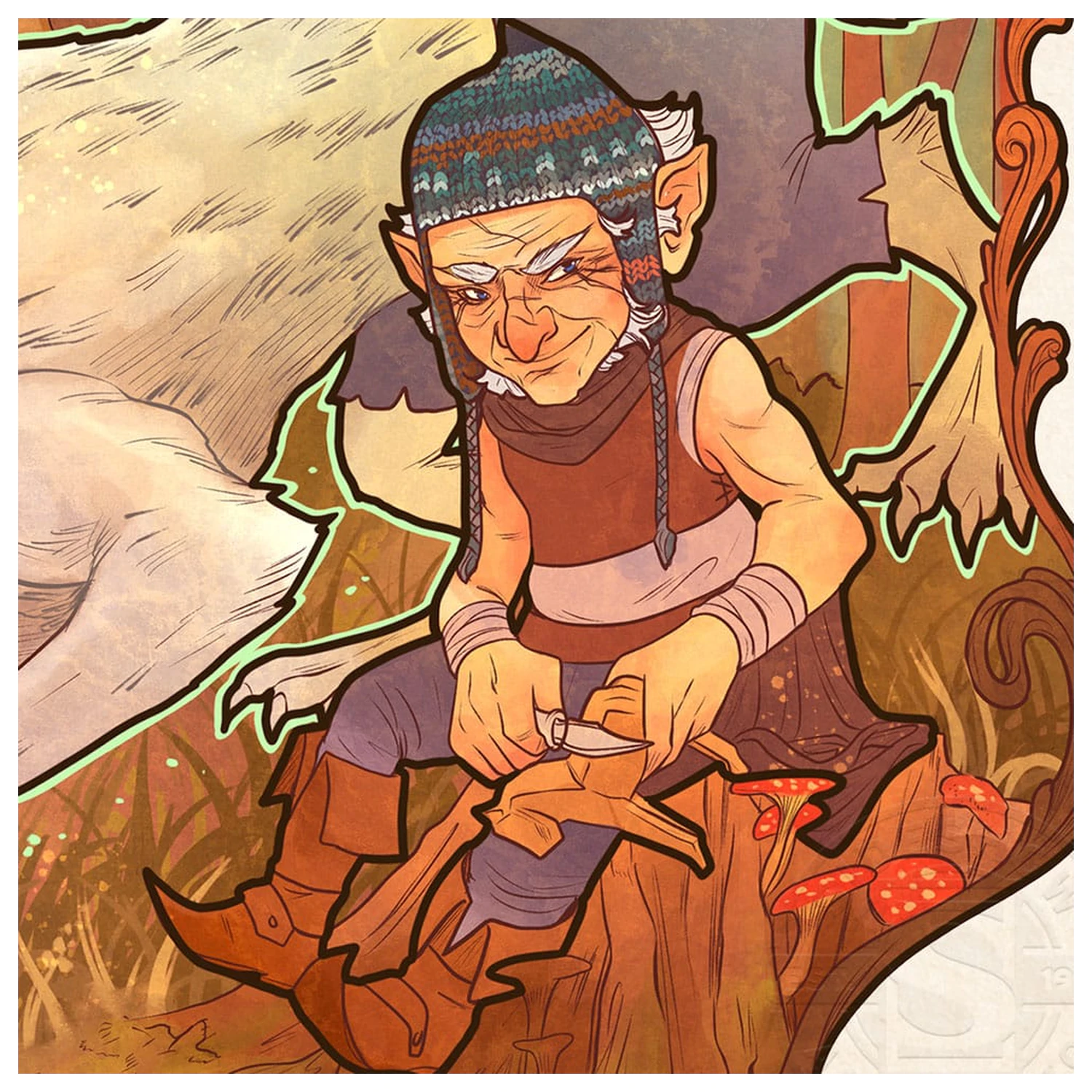 Critical Role Art Print Travis Willingham: Ilustracje w stylu Art Nouveau z okazji 10. Rocznicy 46 x 28 cm - bez ramki zdjęcie produktu