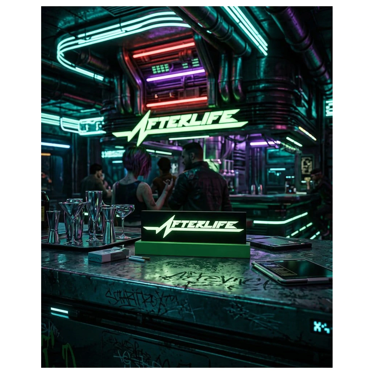 Lampka z logo Cyberpunk 2077 Afterlife zdjęcie produktu