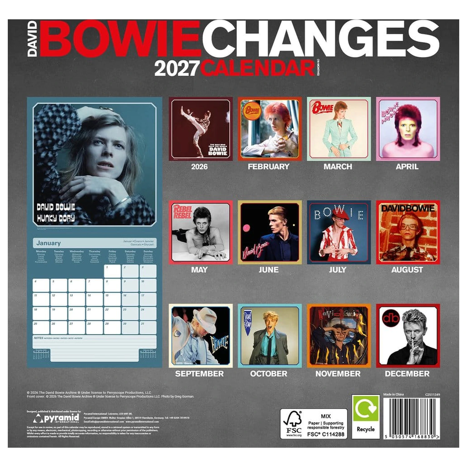 David Bowie Kalendarz Changes 2027 30 x 30 cm zdjęcie produktu