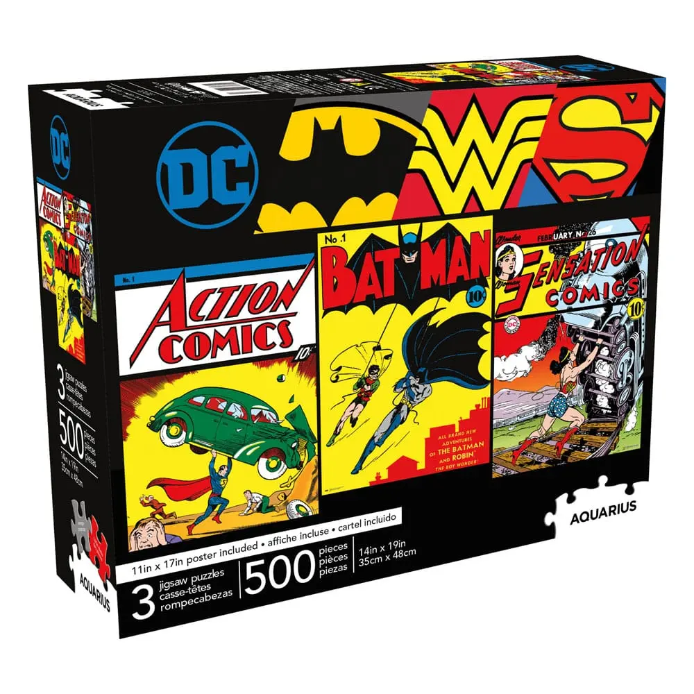 DC Comics Jigsaw Puzzle Batman, Superman, Wonder Woman zestaw 3 układanek (500 elementów) zdjęcie produktu
