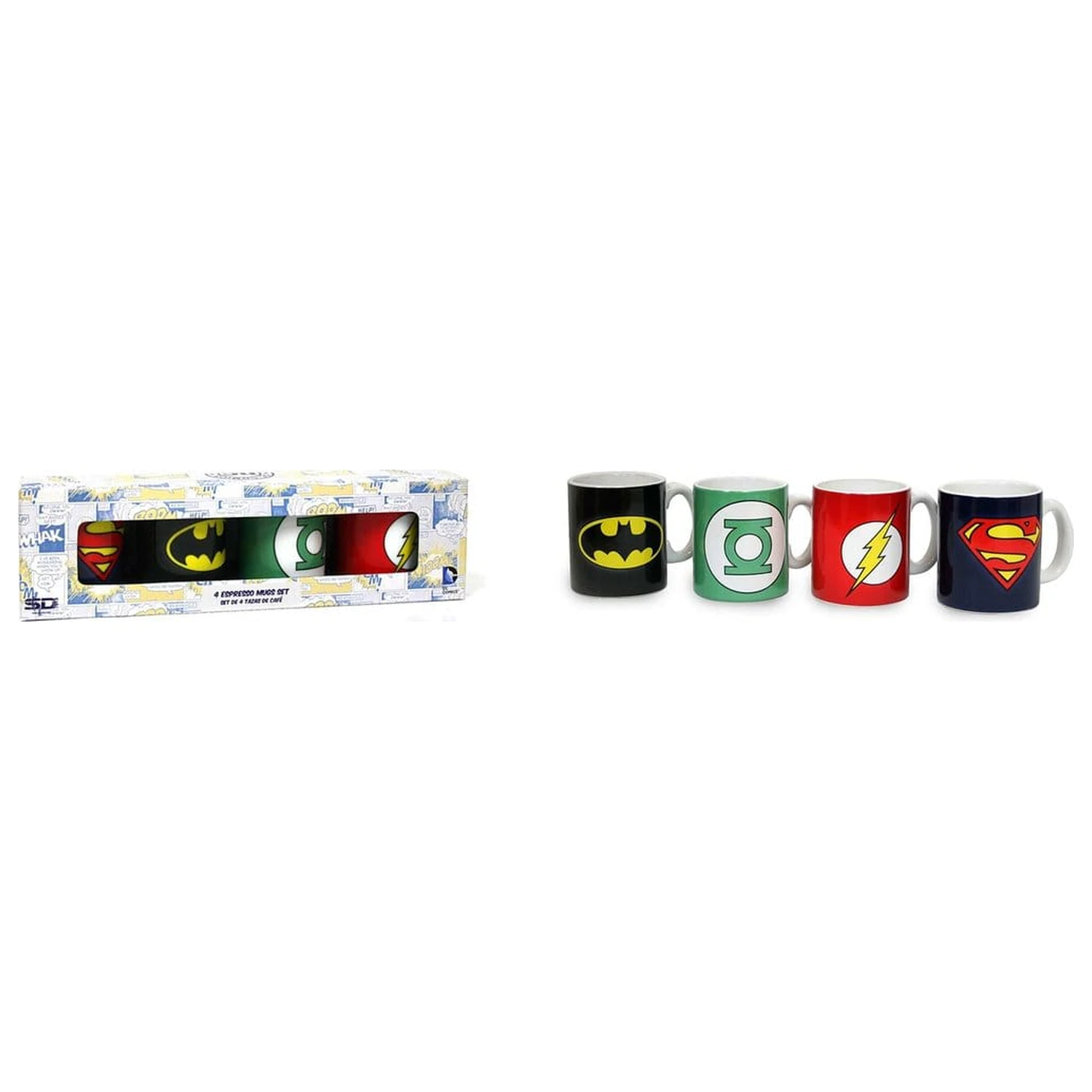 Kubki mini do kawy z logo DC Comics, ceramiczne, 8 cm, zestaw zdjęcie produktu