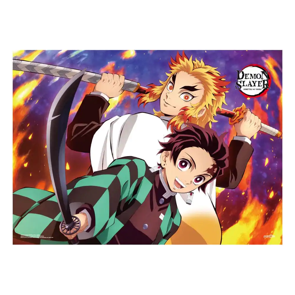 Demon Slayer: Kimetsu no Yaiba Fabric Poster Tanjiro And Kyojuro Rengoku 84 x 118 cm - Materiałowy Plakat zdjęcie produktu