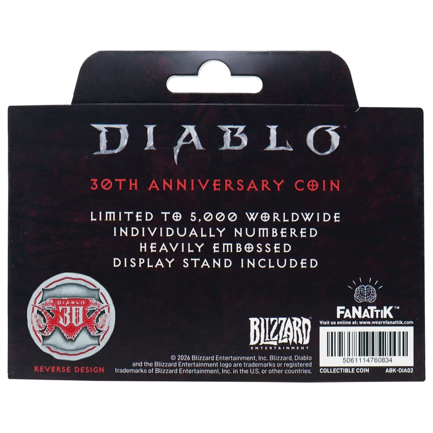 Diablo Collectable Coin 30th Anniversary Limited Edition Kolekcjonerska Moneta zdjęcie produktu