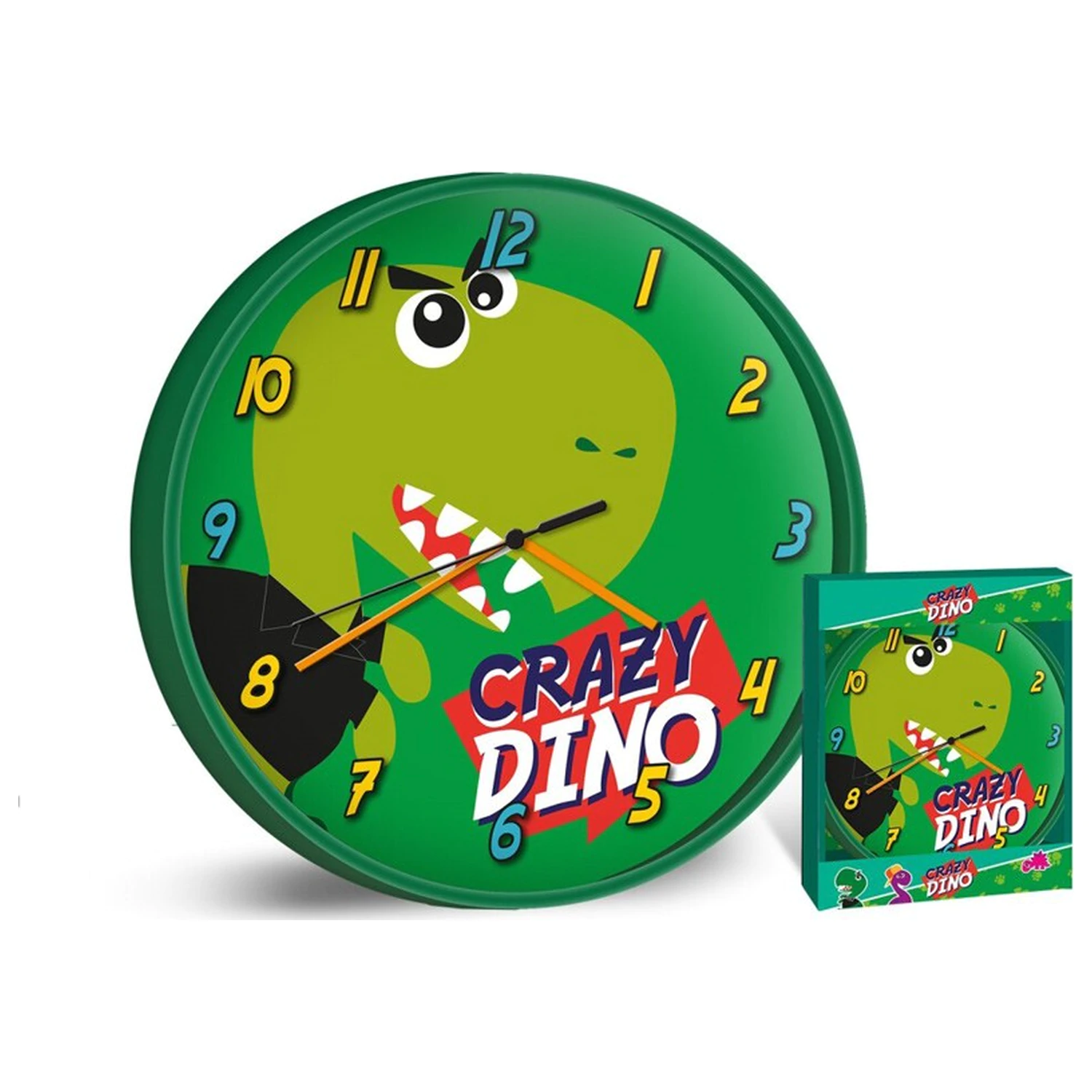 Zegar ścienny Dinosaur Zielony 25 cm zdjęcie produktu
