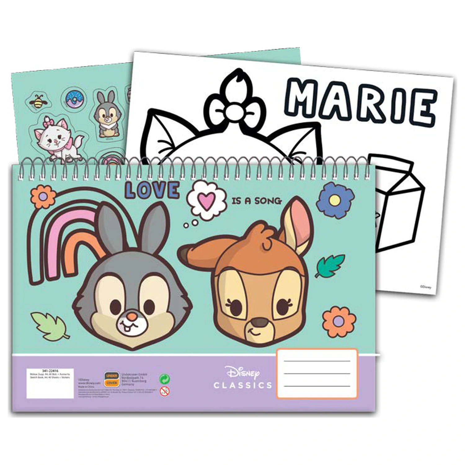 Disney Classics Love A/4 Szkicownik spiralny 40 kartek z naklejkami zdjęcie produktu