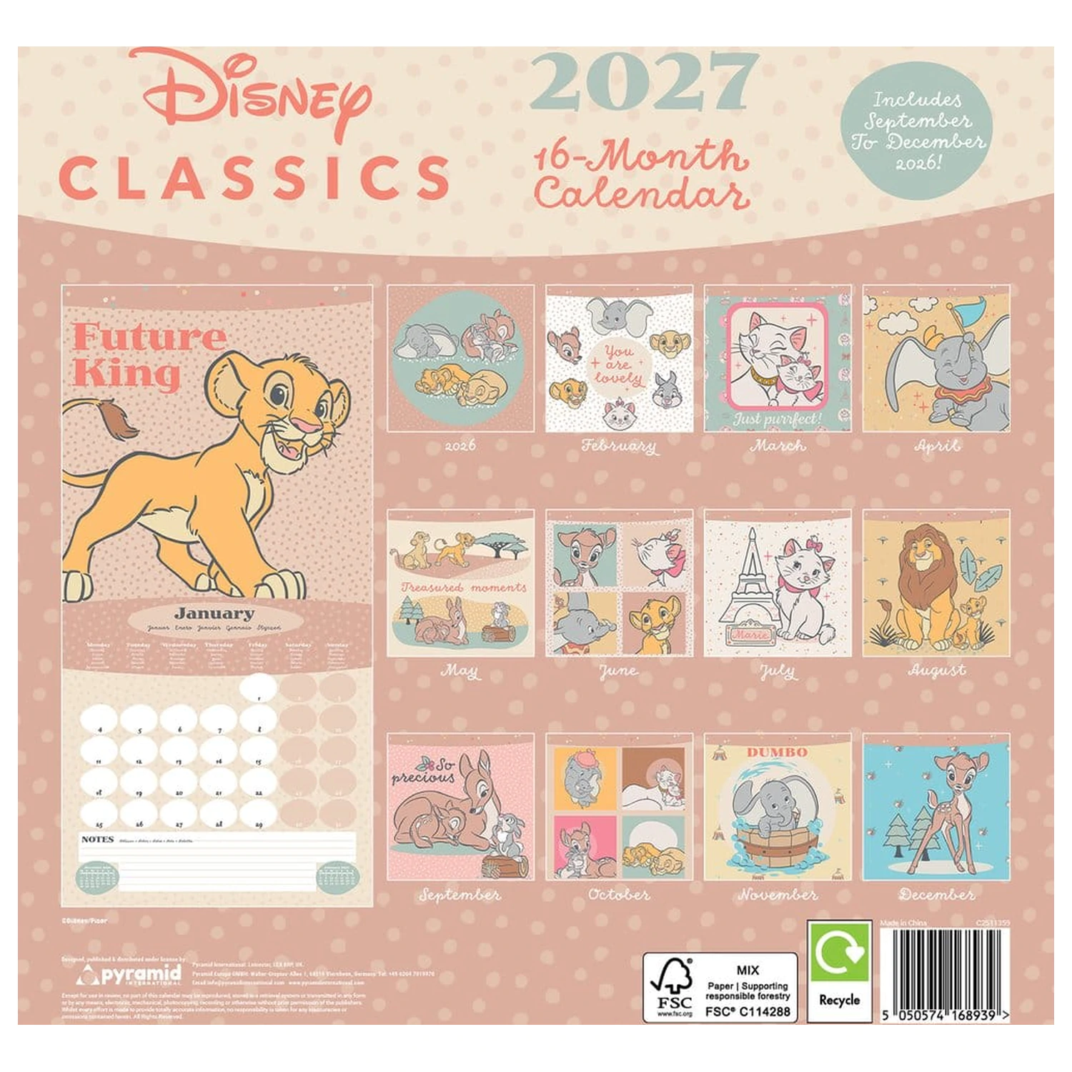 Disney Classics Kalendarz Treasured Memories 2027 30 x 30 cm zdjęcie produktu