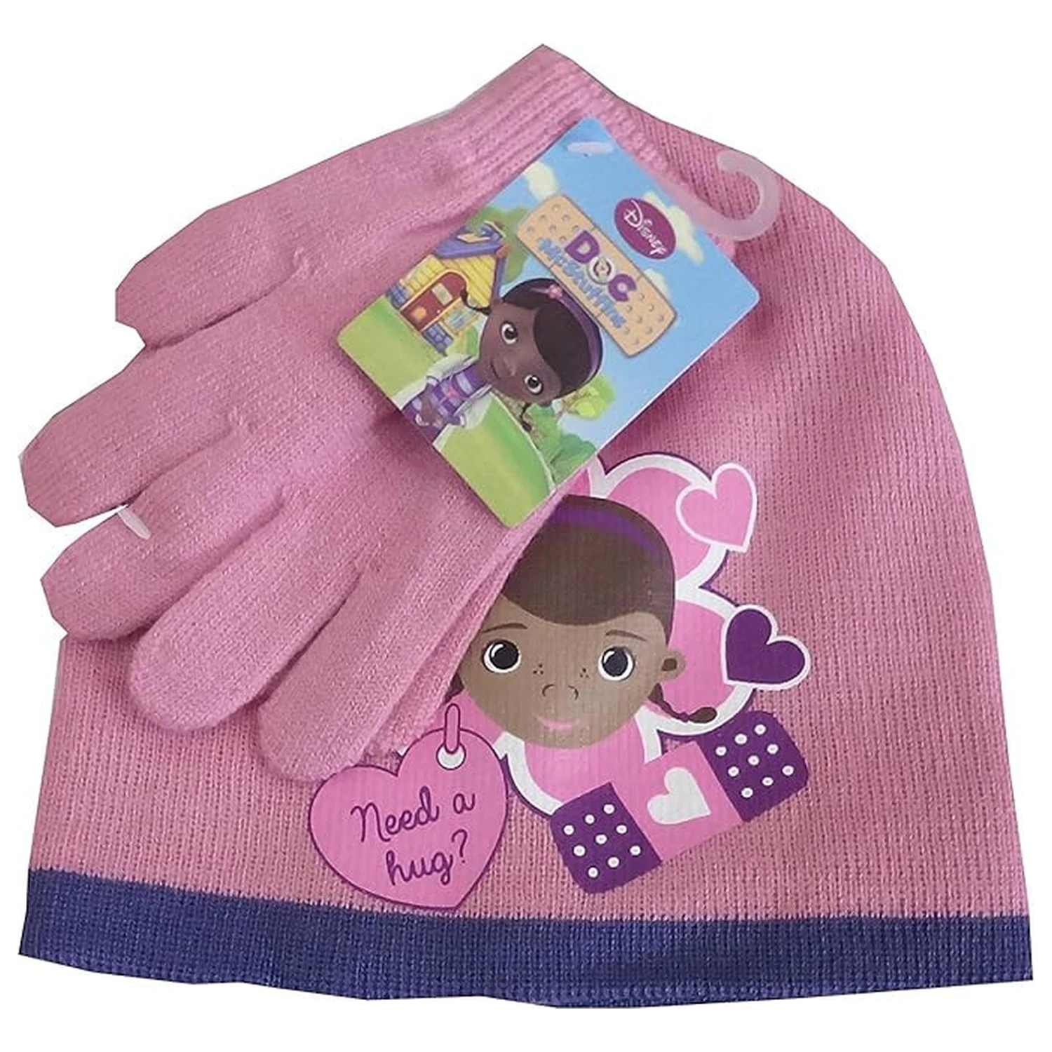 Disney Doc McStuffins Hug Pink Zestaw czapka + rękawiczki dla dzieci 52 cm zdjęcie produktu