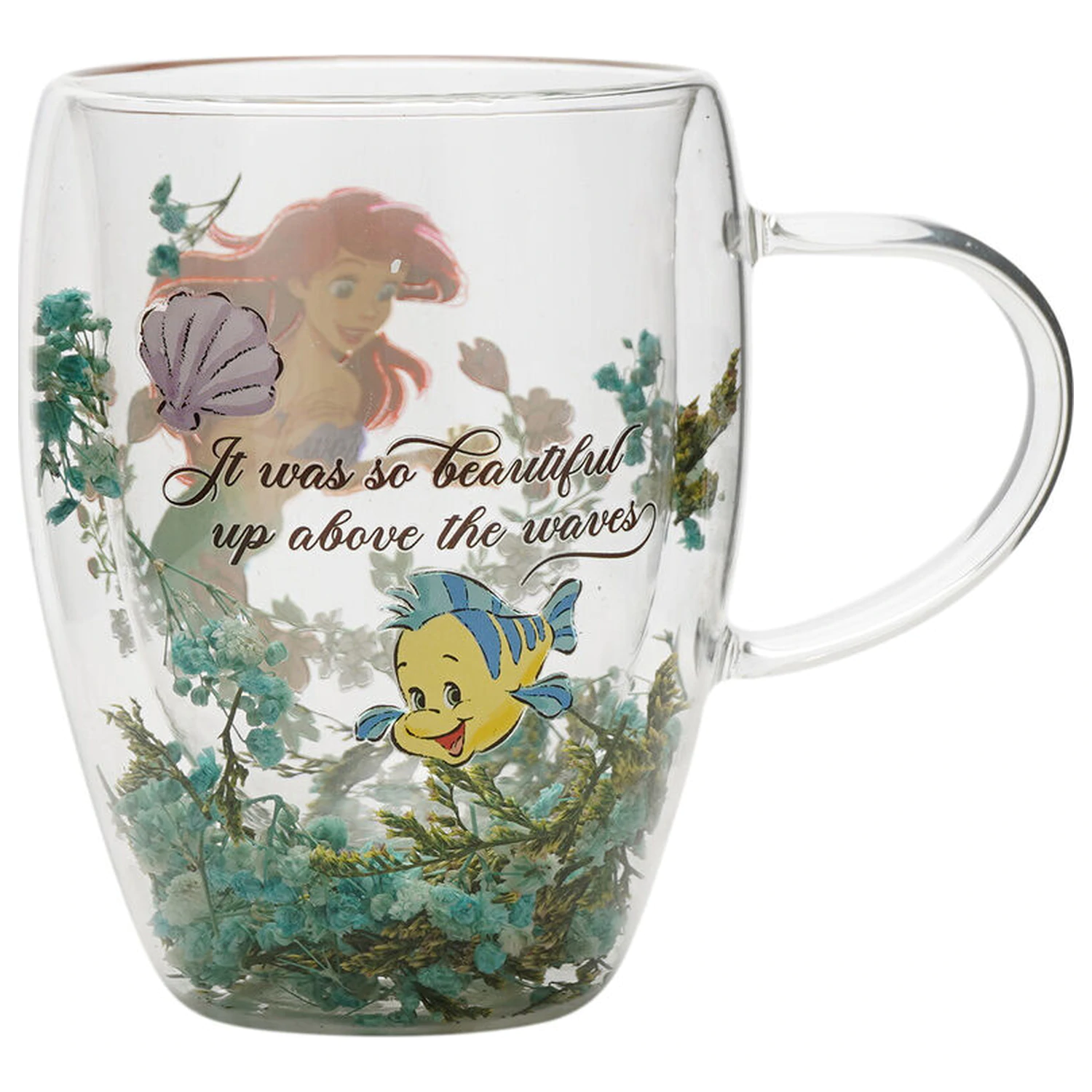 Disney Princess Ariel kwiatowy dekoracyjny szklany kubek 300 ml zdjęcie produktu