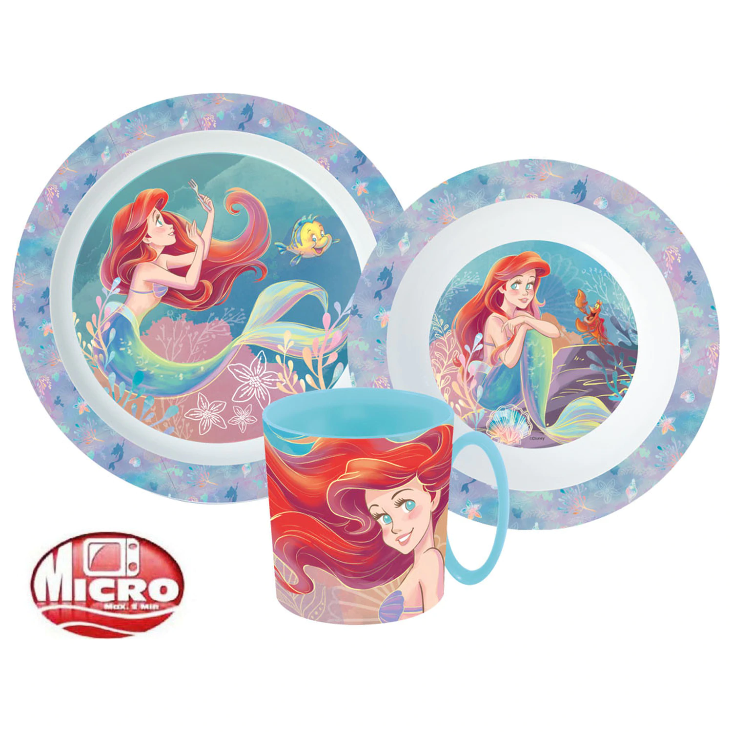 Zestaw naczyń Disney Princess Ariel, Micro Plastic Set z kubkiem zdjęcie produktu