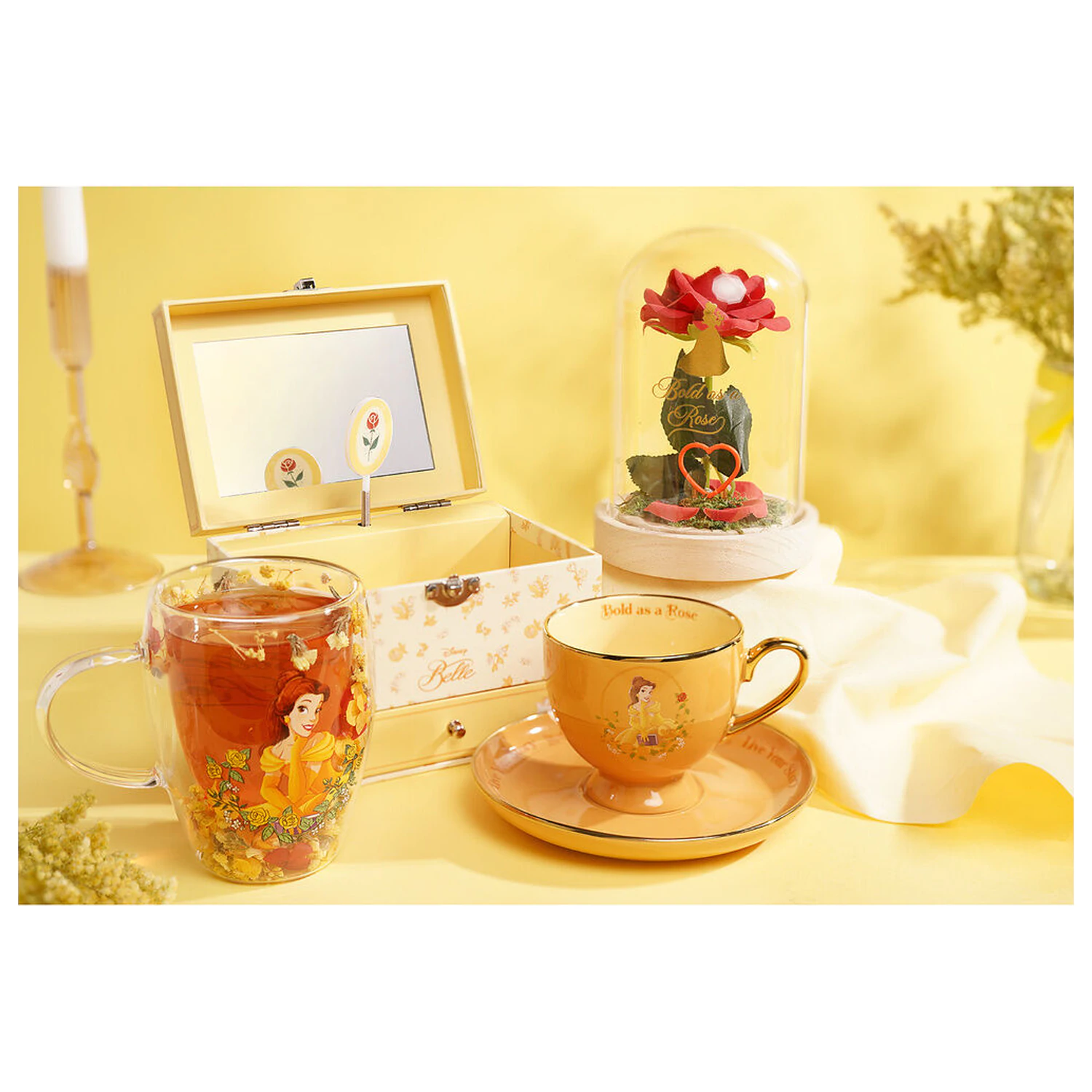 Disney Princess Belle szklanka z suszonymi kwiatami 300 ml zdjęcie produktu