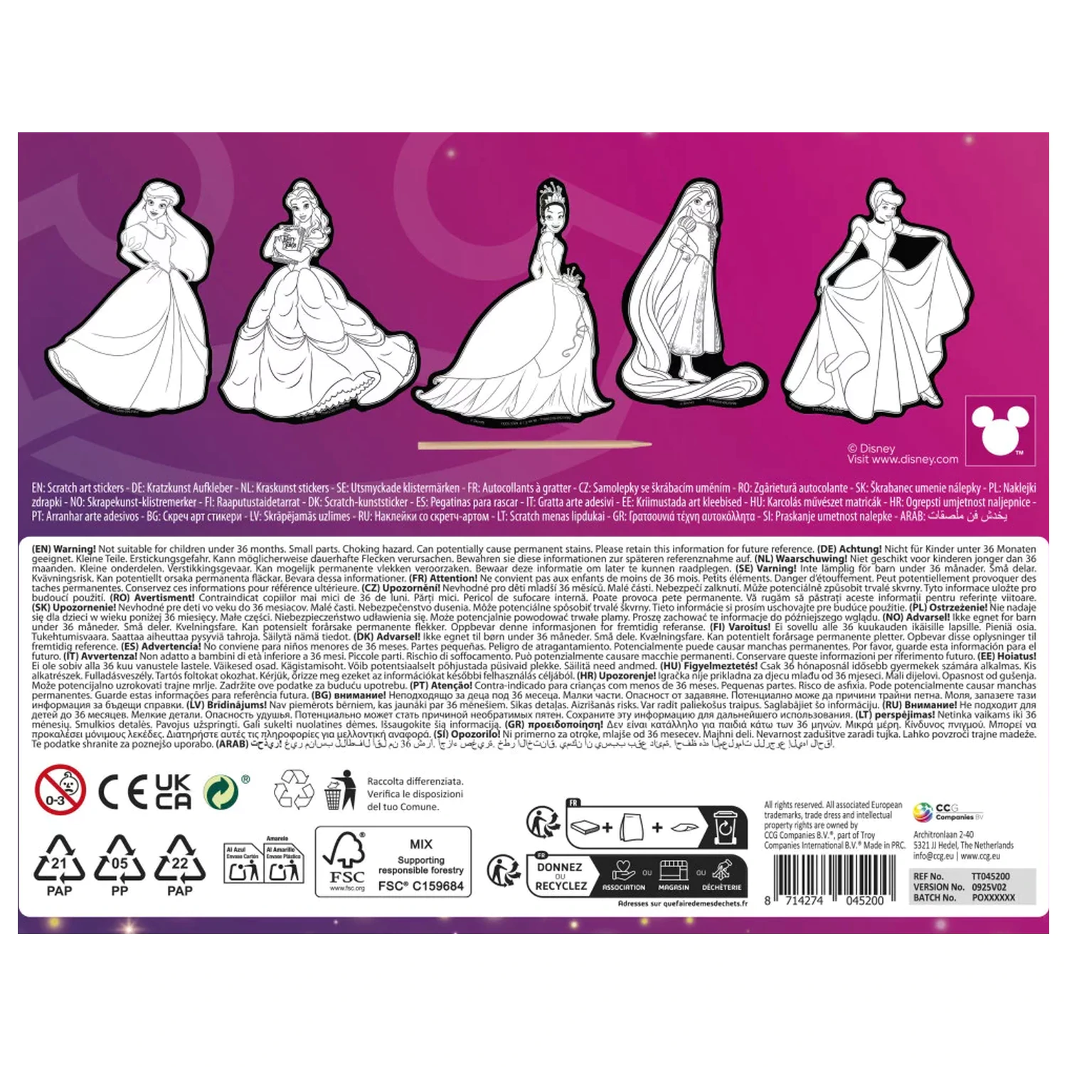 Disney Princess Fairytale zdrapki sztuka naklejki 5 szt. zdjęcie produktu