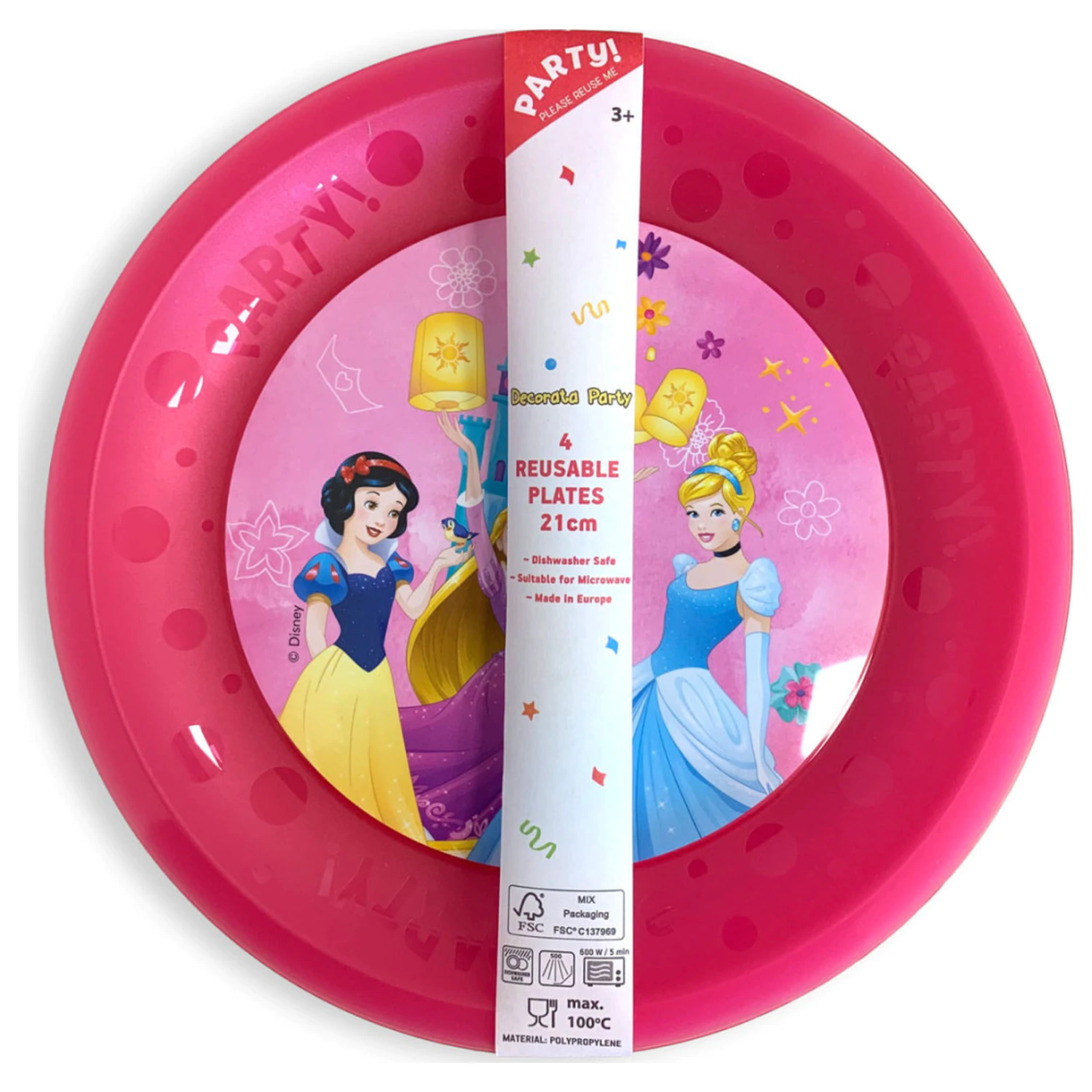 Disney Princess Live Your Story mikro premium plastikowy płaski talerz zestaw 4-częściowy 21 cm zdjęcie produktu