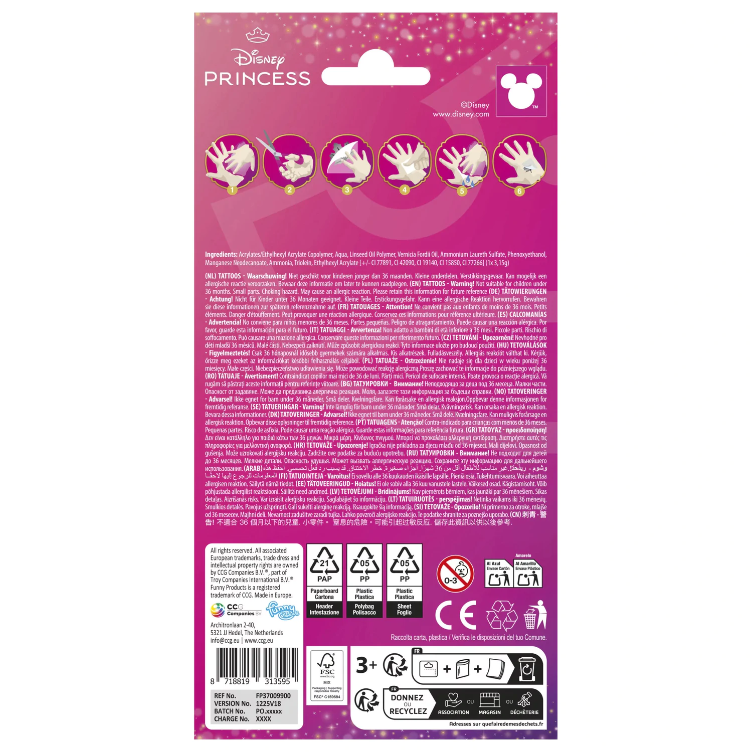 Disney Princesses Magic Tattoos 12-częściowy zdjęcie produktu