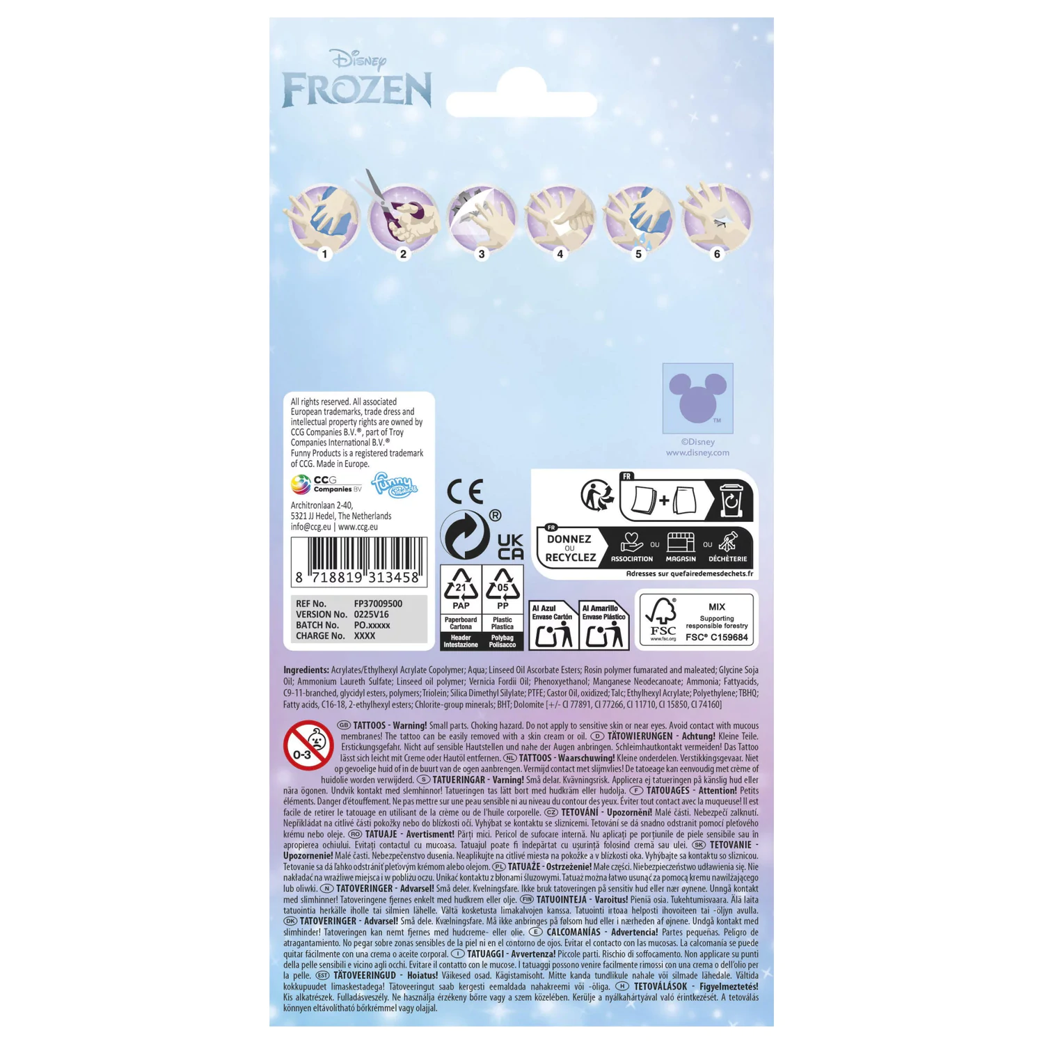 Disney Frozen Adventure Tatuaż 12-częściowy zdjęcie produktu