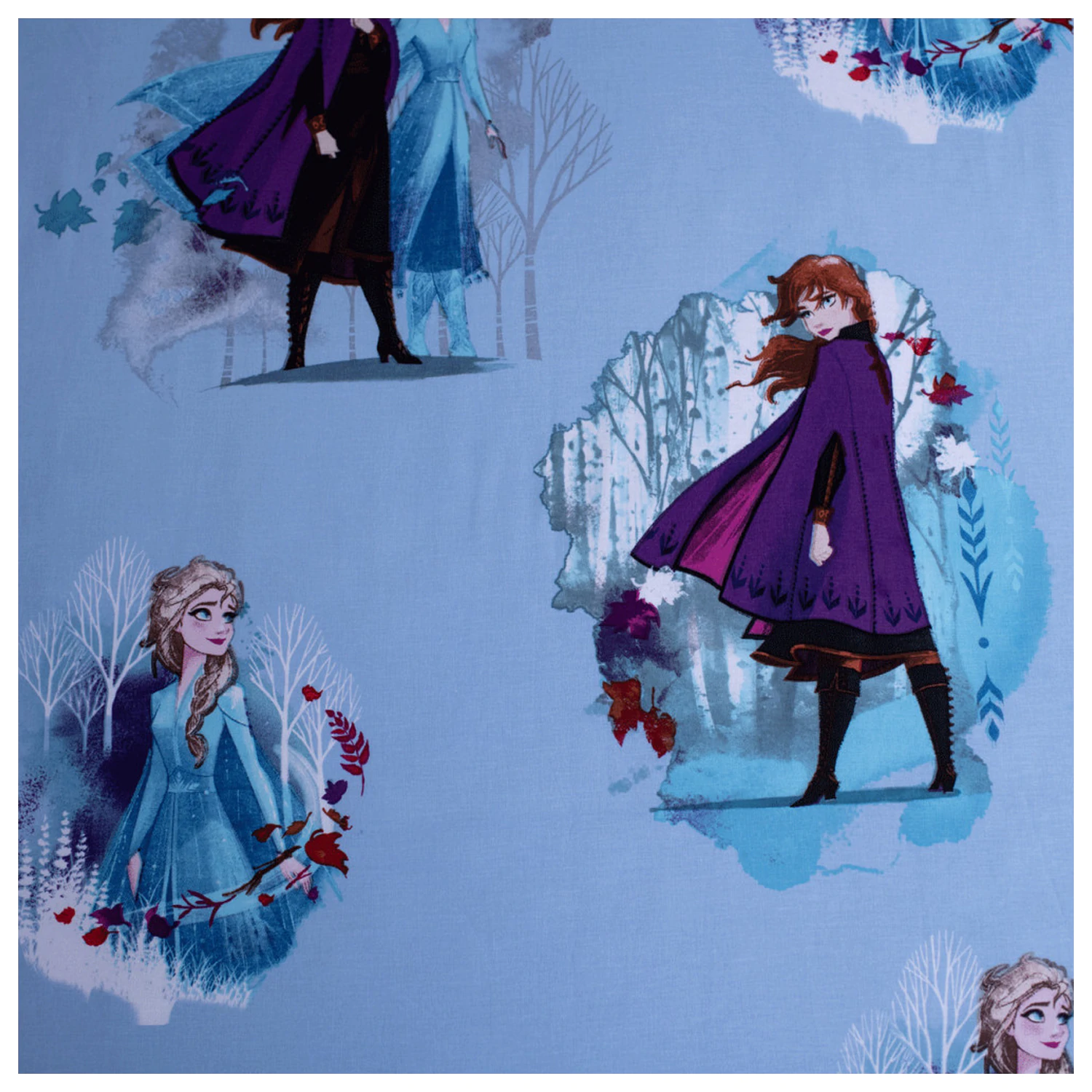 Disney Frozen Prześcieradło z Gumką Blue Leaves 90x200 cm zdjęcie produktu
