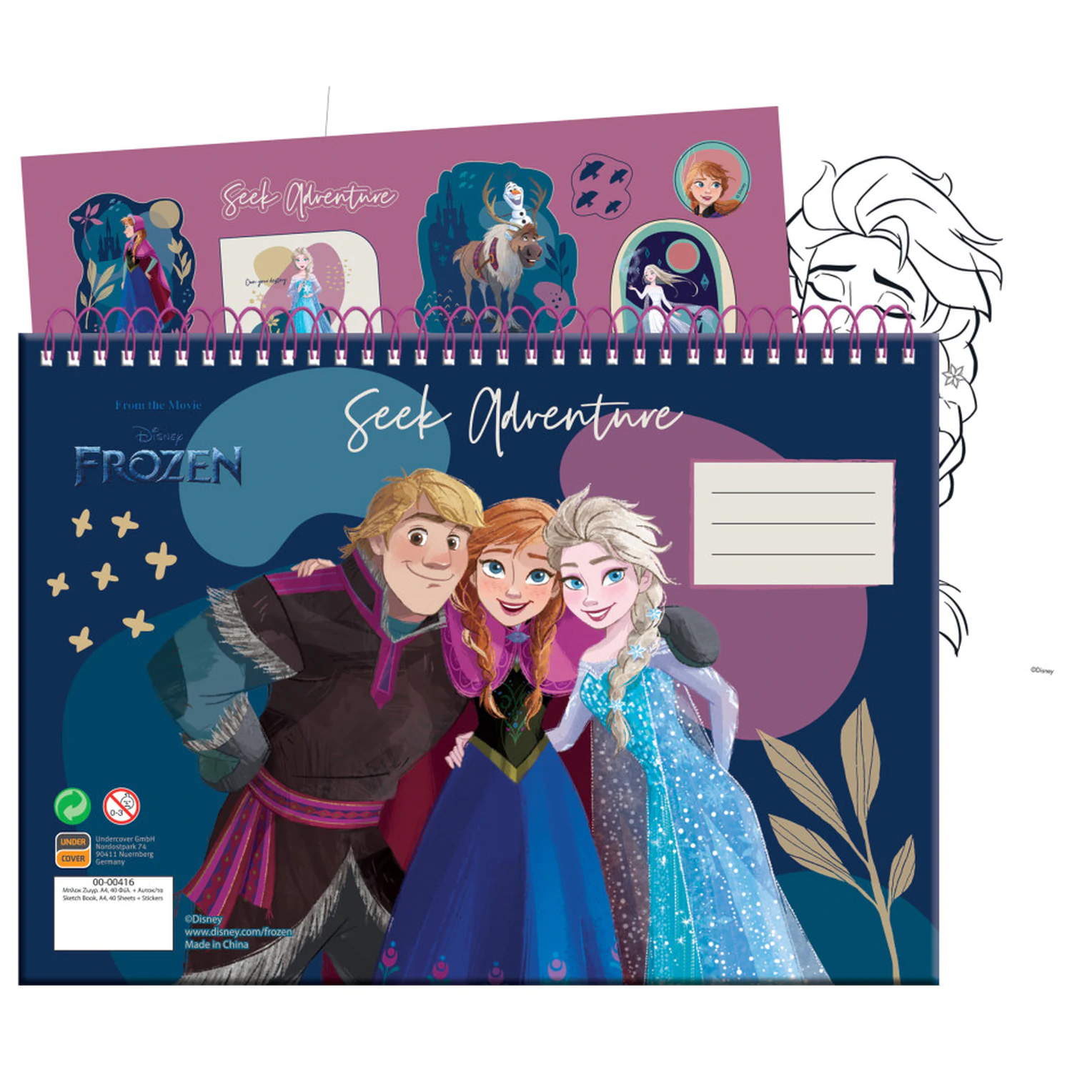 Disney Frozen Explore A/4 Spiralny Szkicownik 40 Arkuszy z Naklejkami zdjęcie produktu