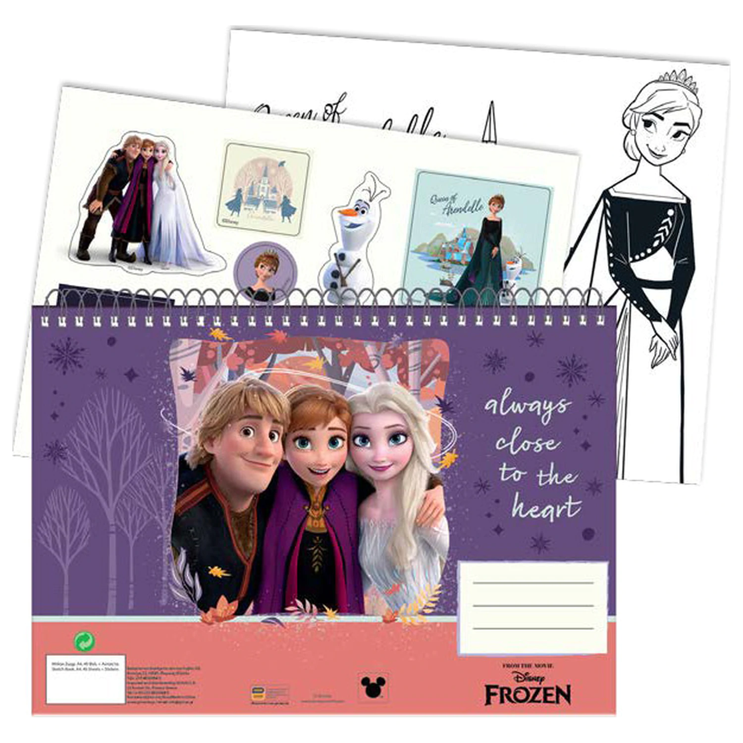 Disney Frozen Heart A/4 Spiralny szkicownik 40 kartek z naklejkami zdjęcie produktu
