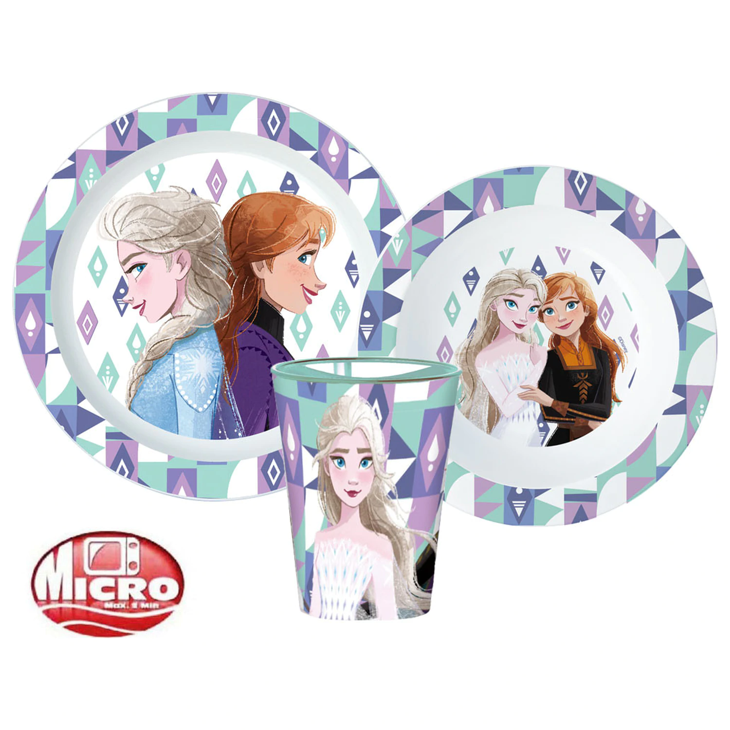 Disney Frozen Ice Magic zastawa stołowa zestaw naczyń obiadowych, Micro Plastic Set, ze szklanką 260 ml zdjęcie produktu
