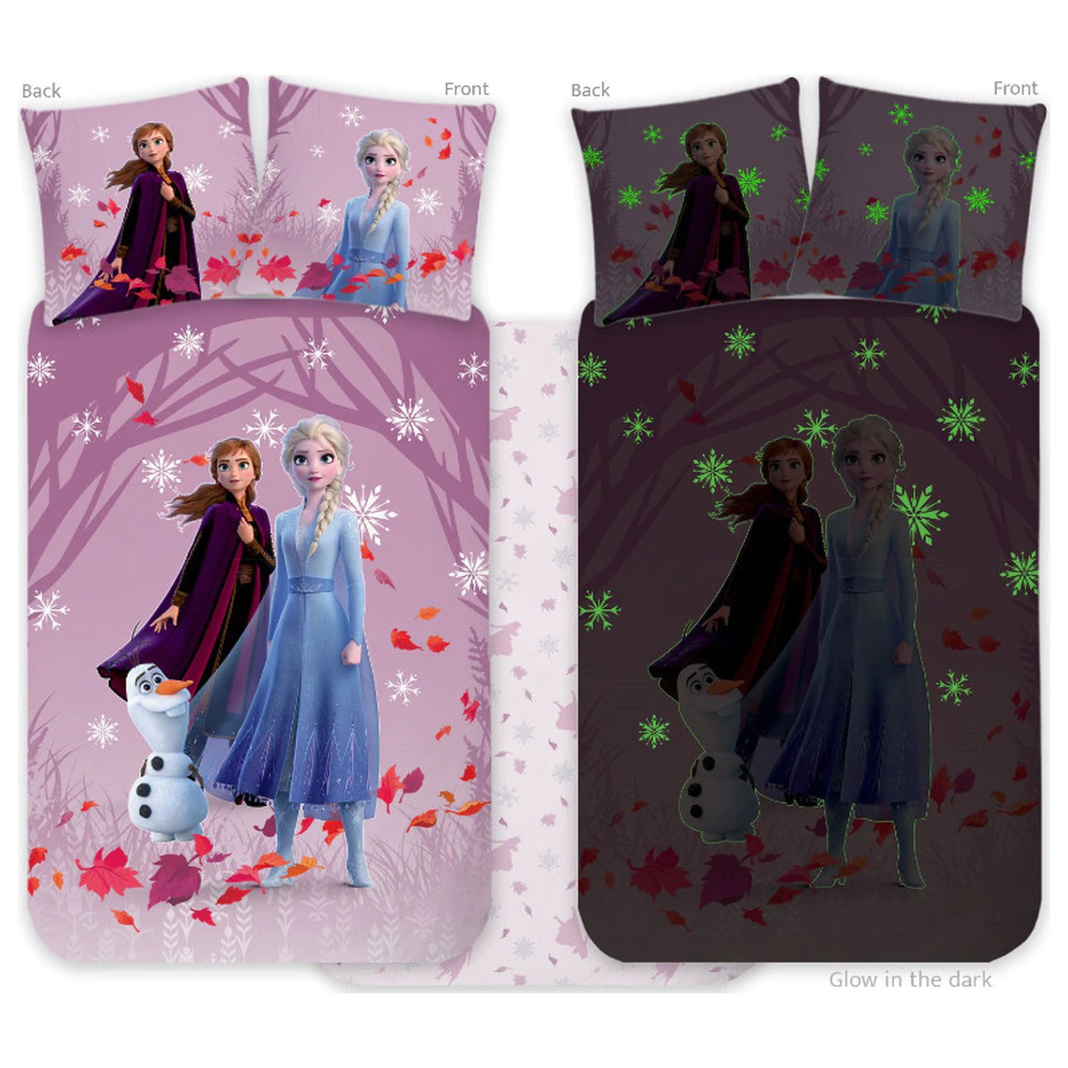 Disney Frozen Fioletowa, świecąca w ciemności poszewka na kołdrę dla dzieci i przedszkolaków zdjęcie produktu