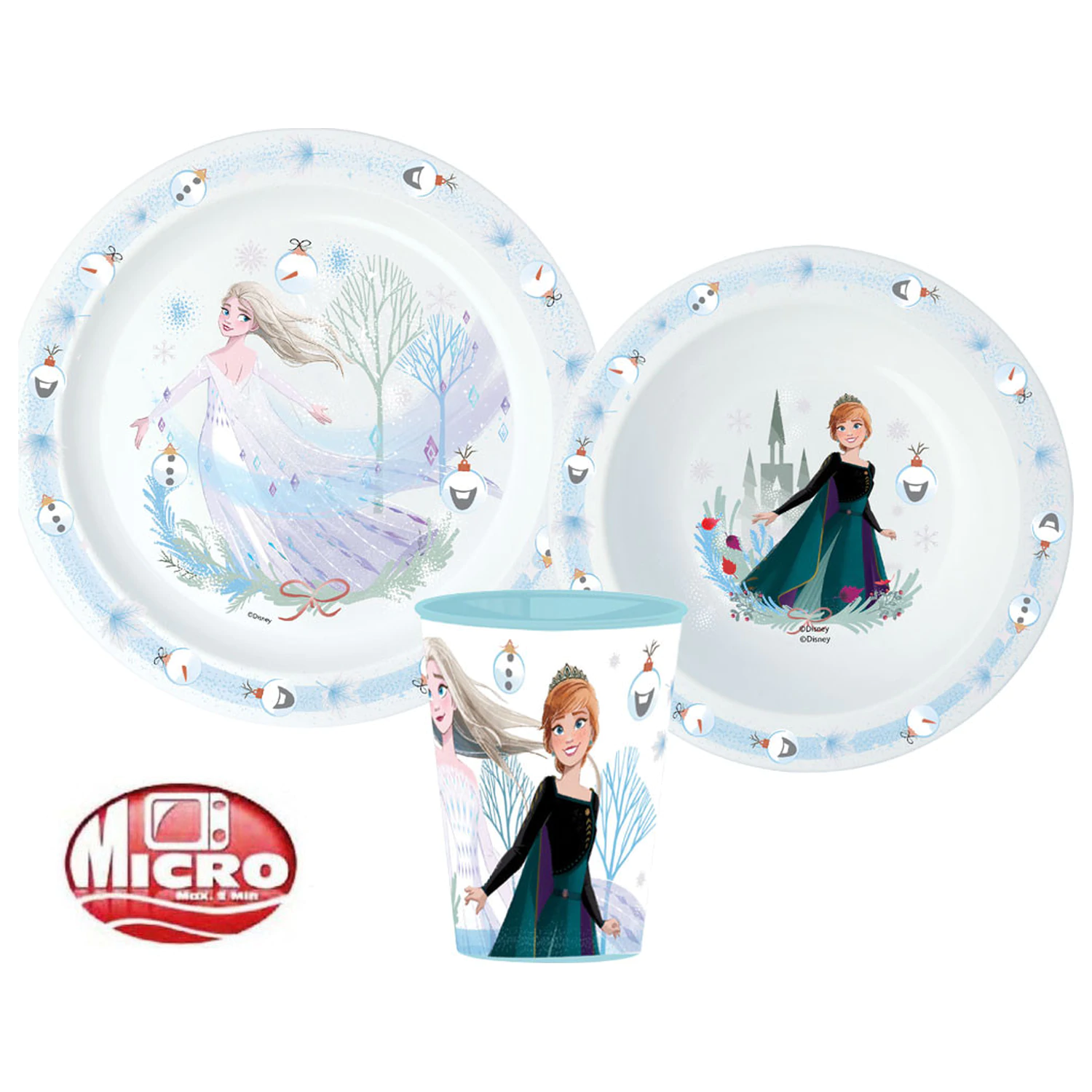 Disney Frozen Royally Cool Christmas Dinnerware Set, zestaw mikrowynaczyniowy, z kubkiem 260 ml zdjęcie produktu